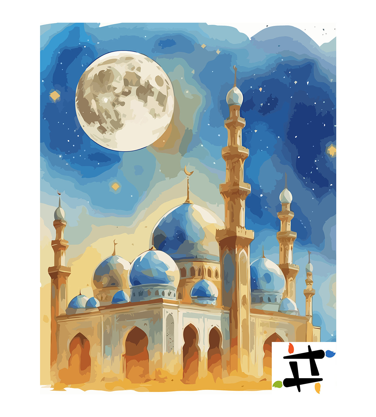Set Pictură pe numere – Moschee Sub Lună Plină 6372