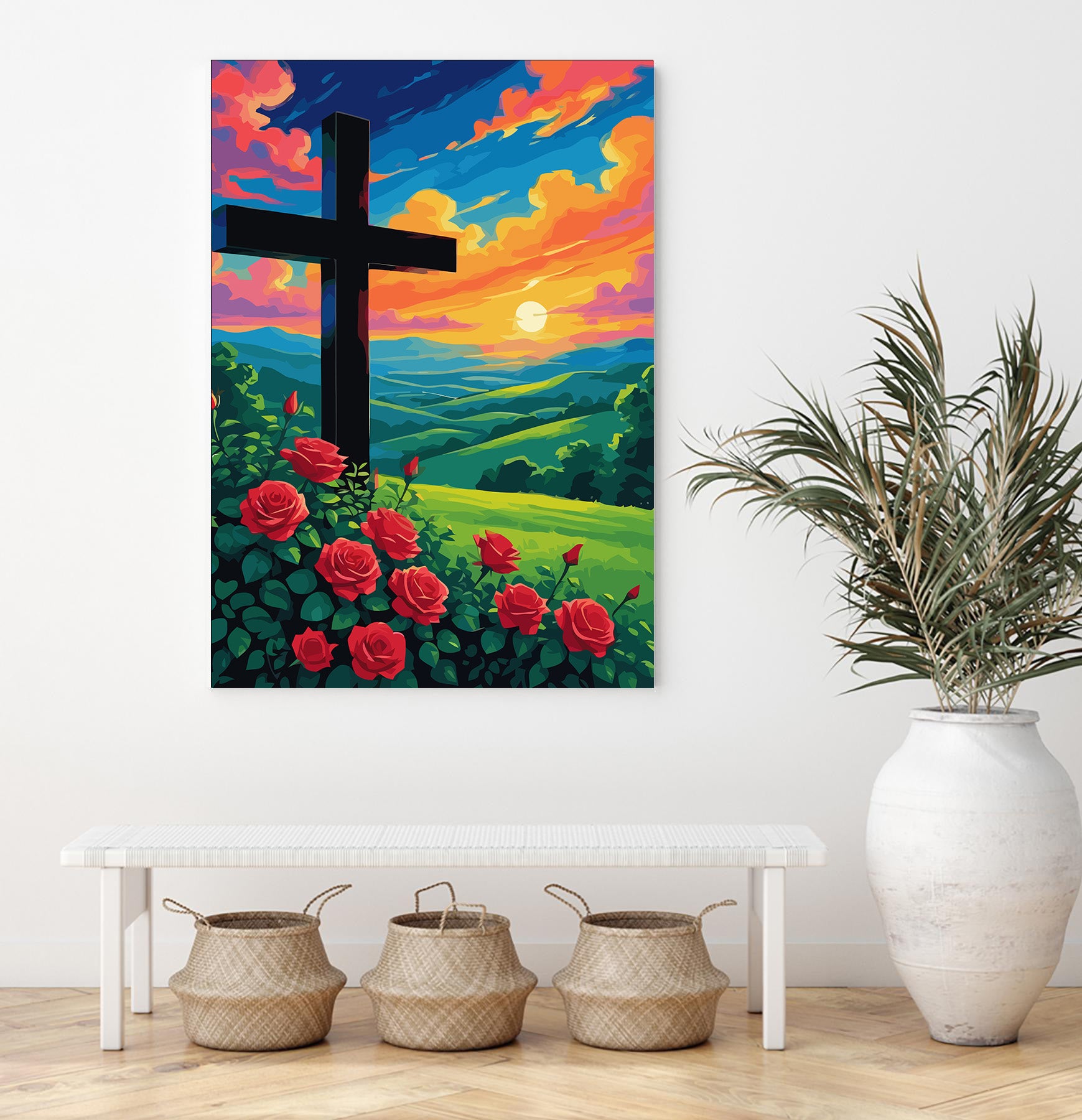 Set Pictură pe numere – Crucea Și Trandafirii La Apus 6375