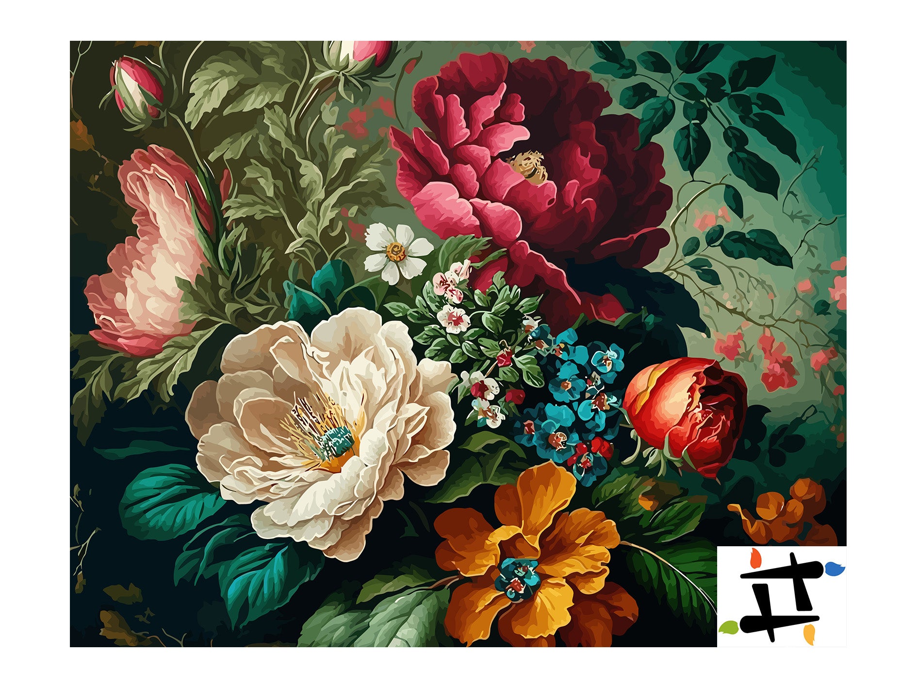 Pictura pe Numere Flori Multicolore 6466