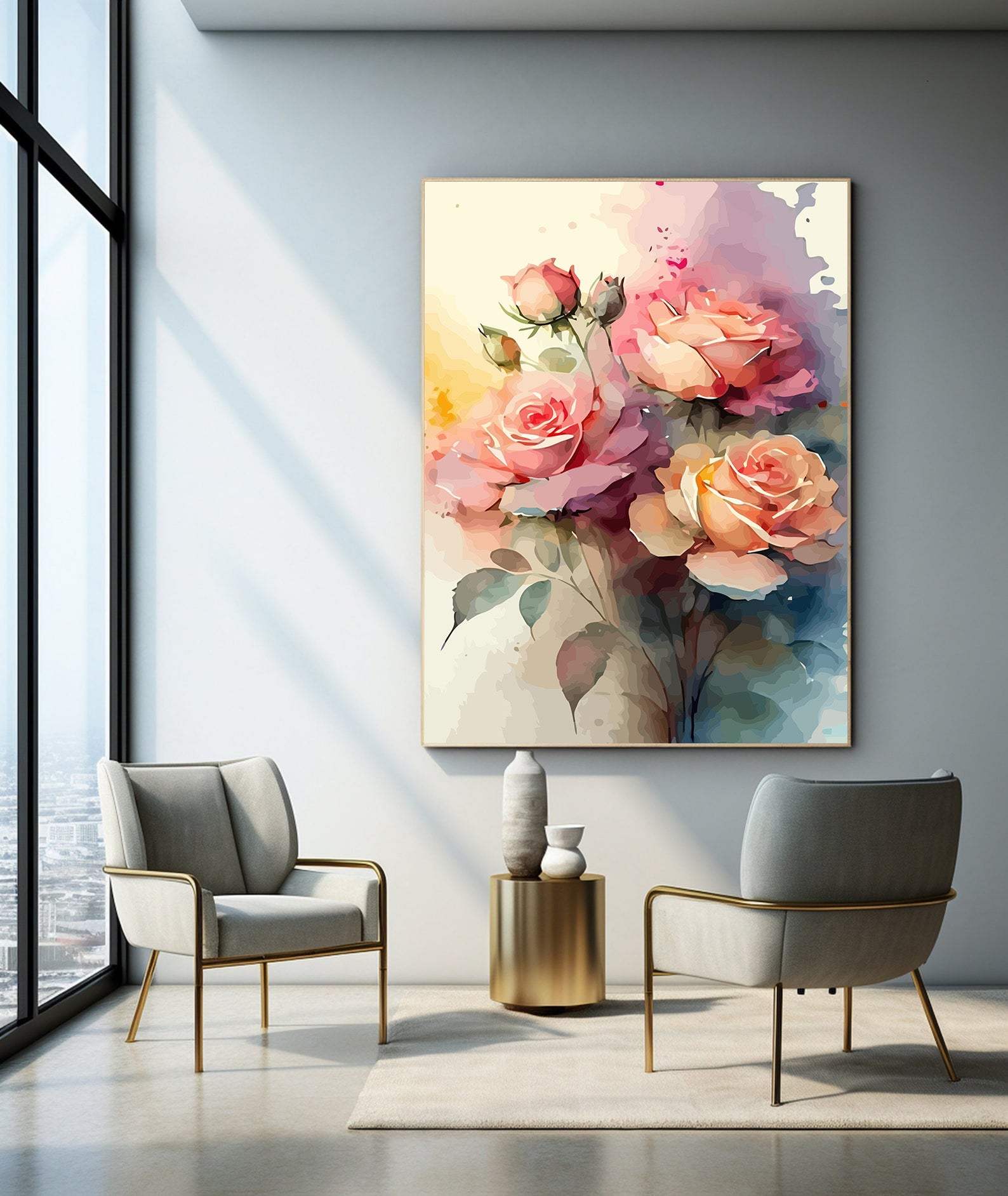 Pictura pe Numere Trandafiri Roz 6479