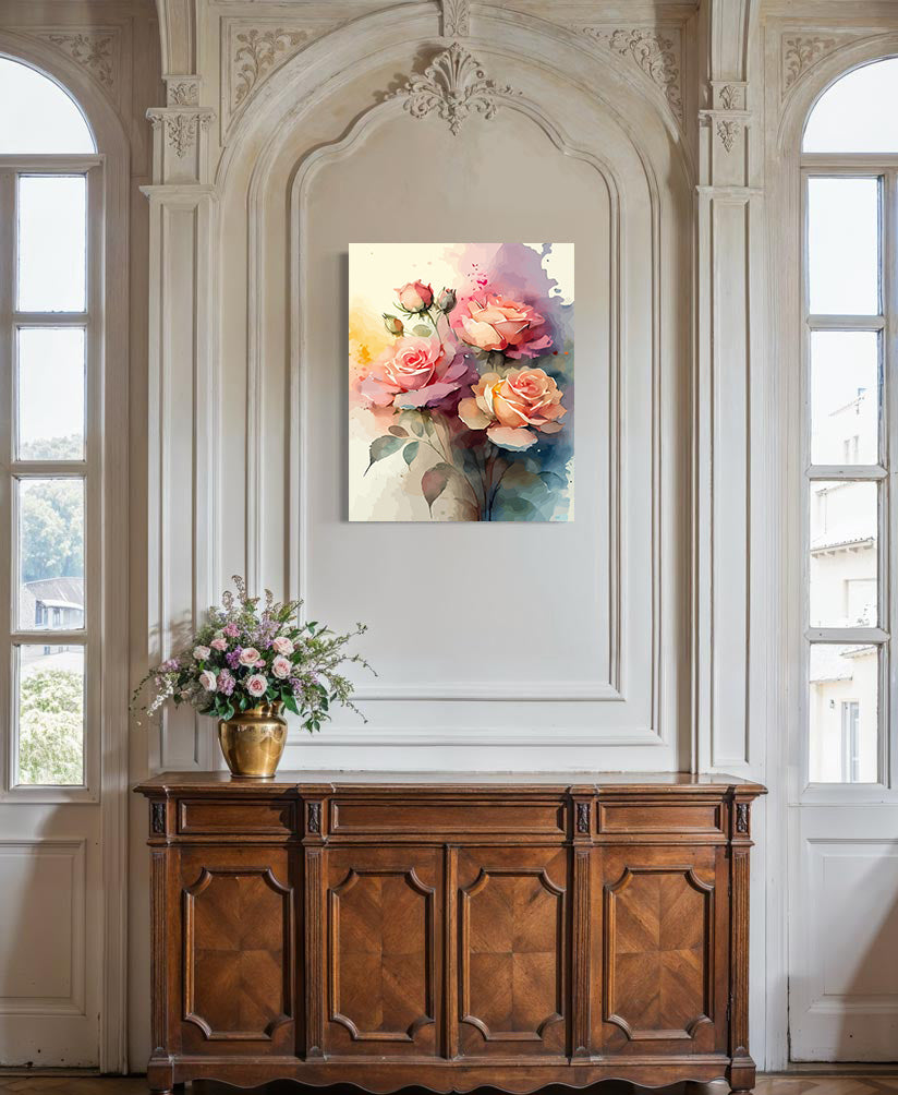 Pictura pe Numere Trandafiri Roz 6479