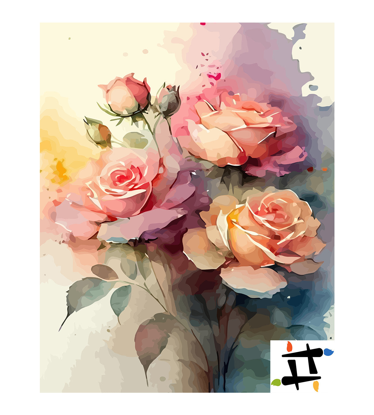Pictura pe Numere Trandafiri Roz 6479