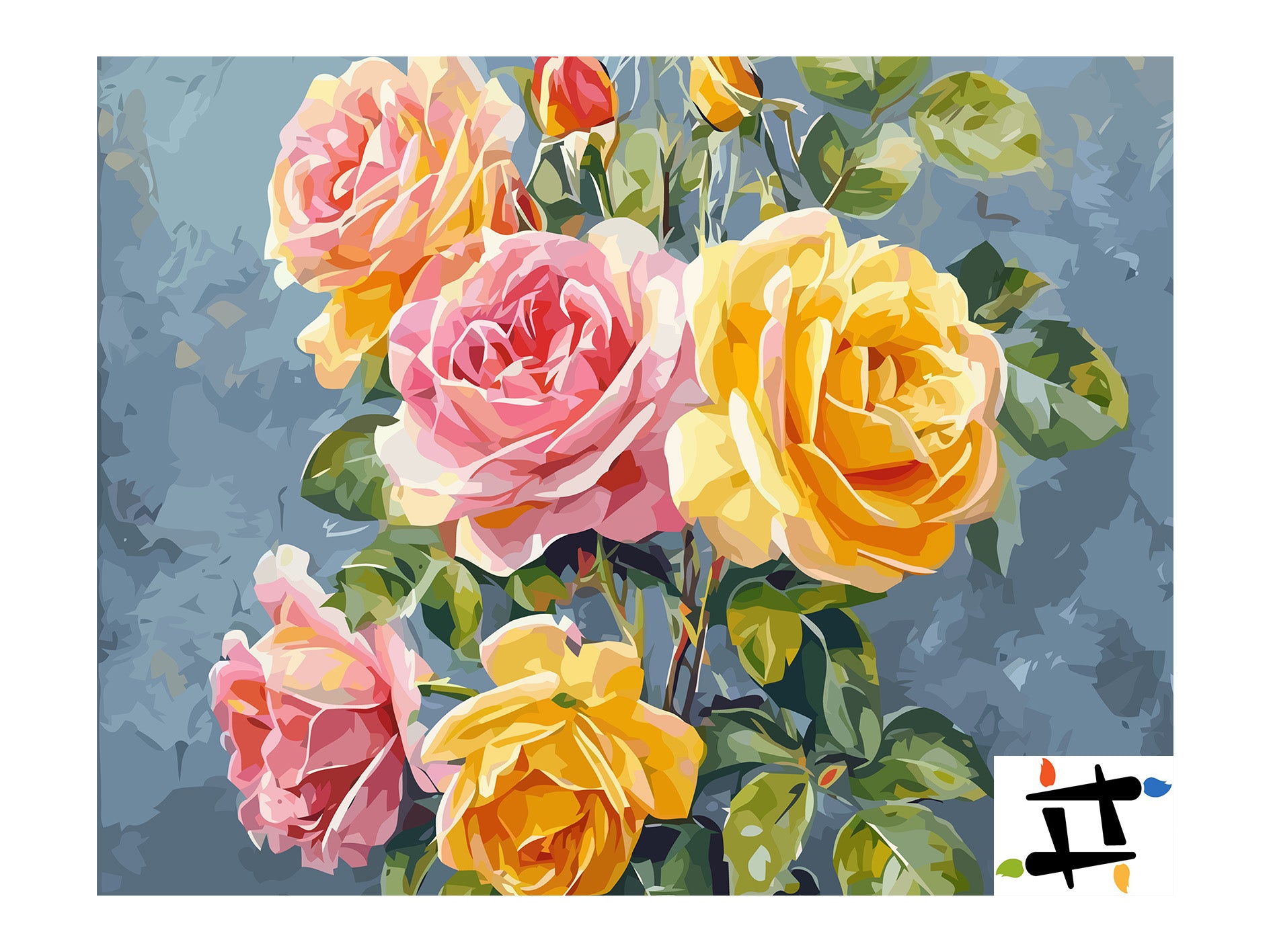 Pictura pe Numere Trandafiri Multicolori 6484