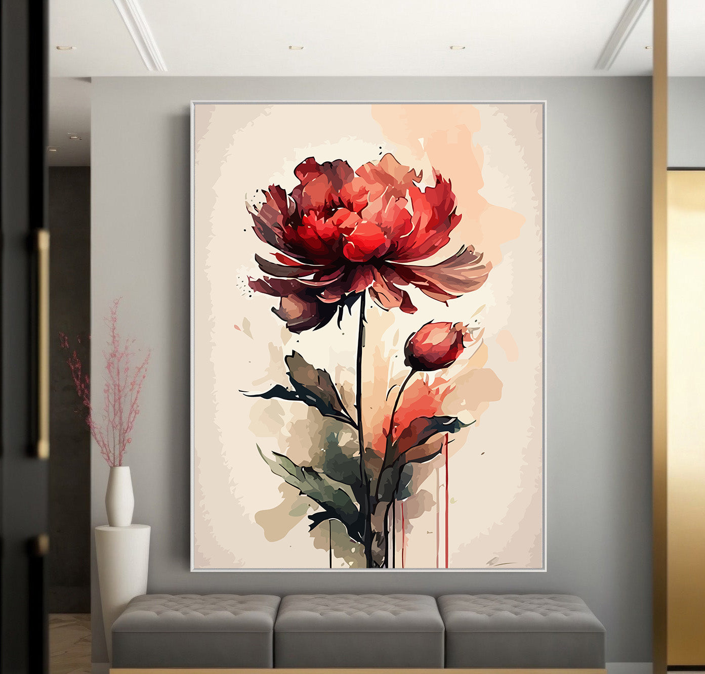 Pictura pe Numere Bujori Rosii 6487