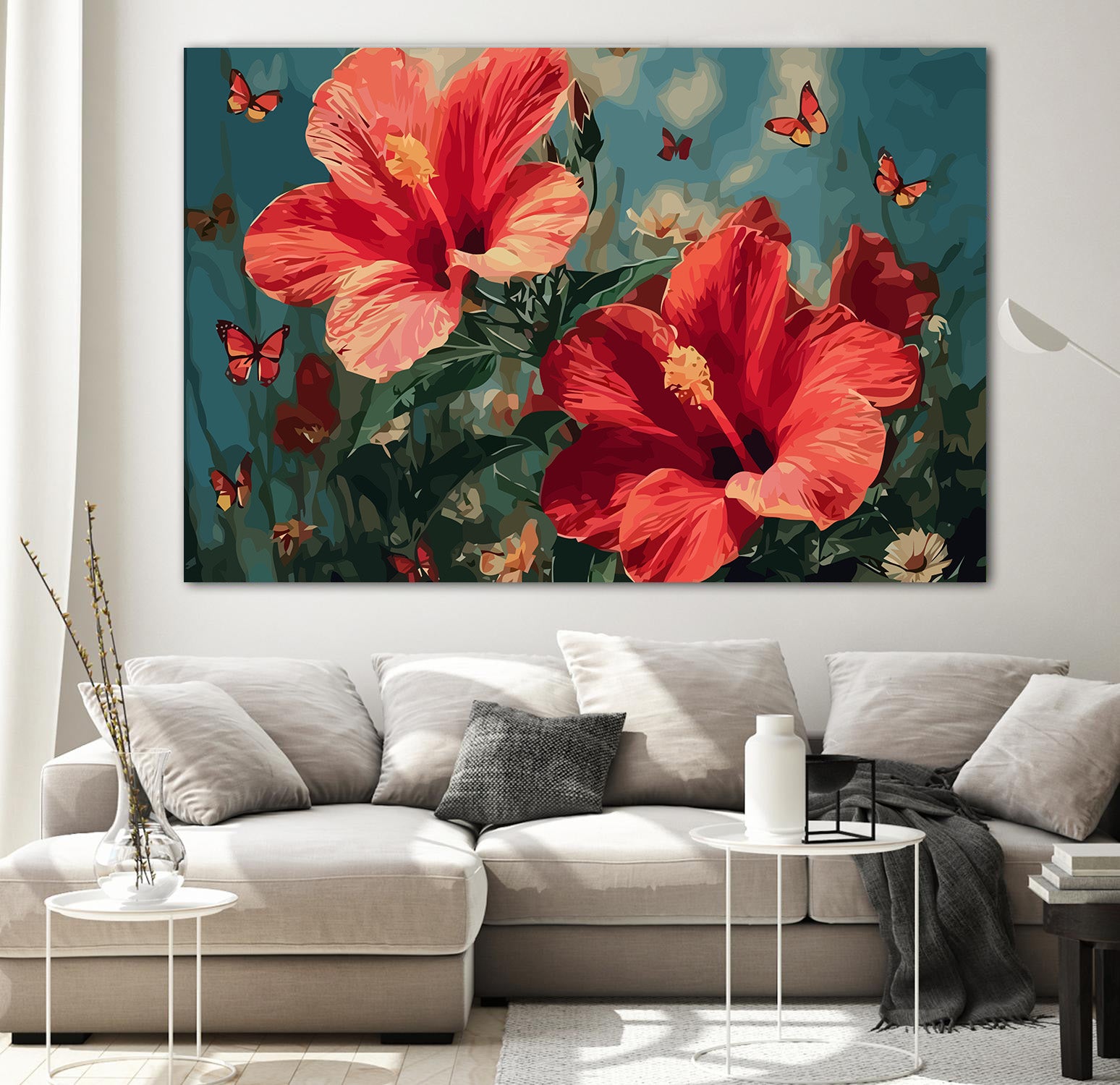 Pictura pe Numere Hibiscus Roz 6488