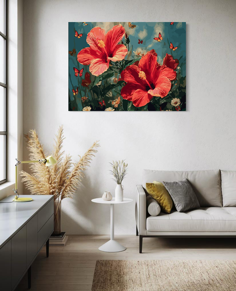 Pictura pe Numere Hibiscus Roz 6488