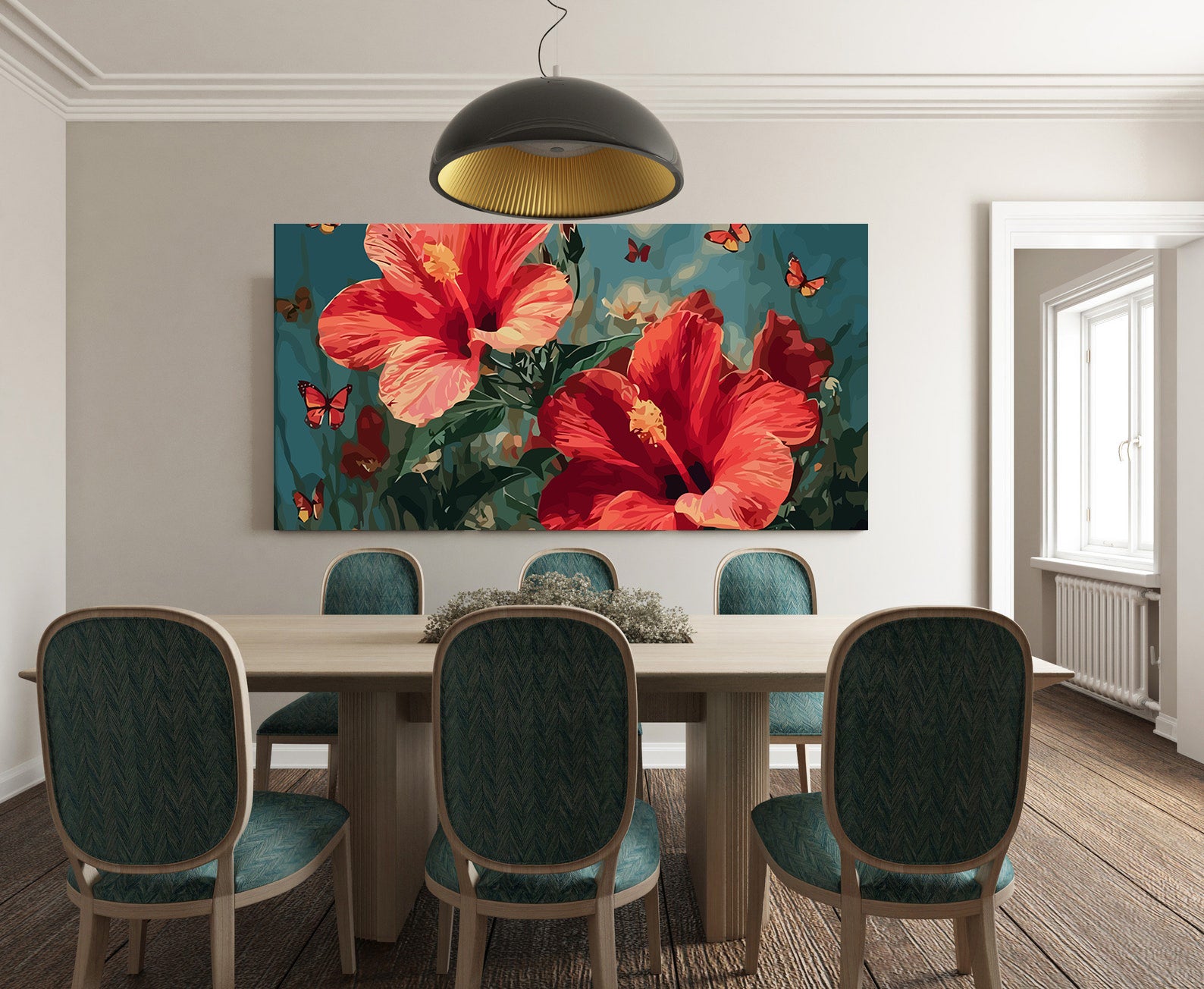 Pictura pe Numere Hibiscus Roz 6488