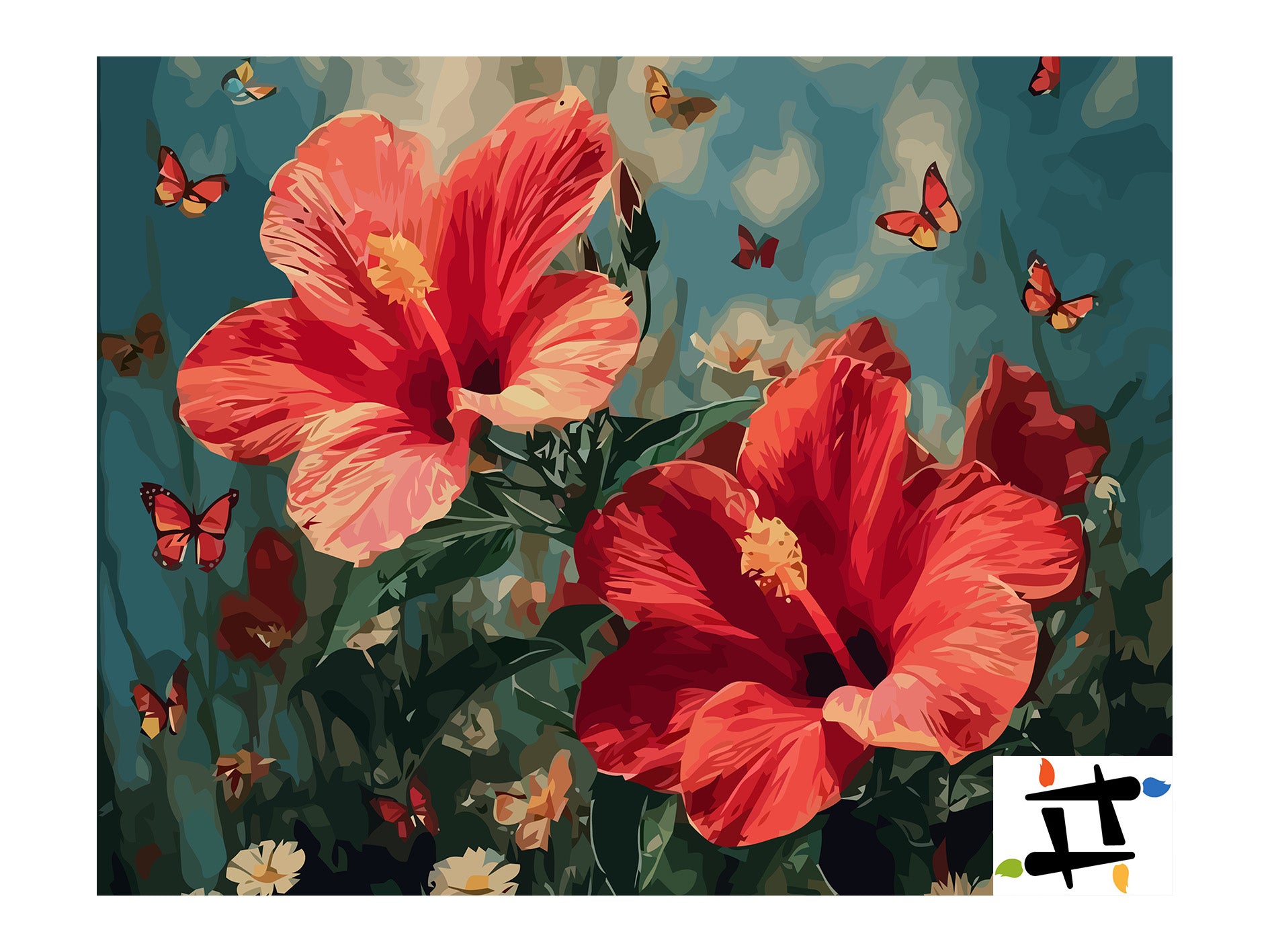 Pictura pe Numere Hibiscus Roz 6488