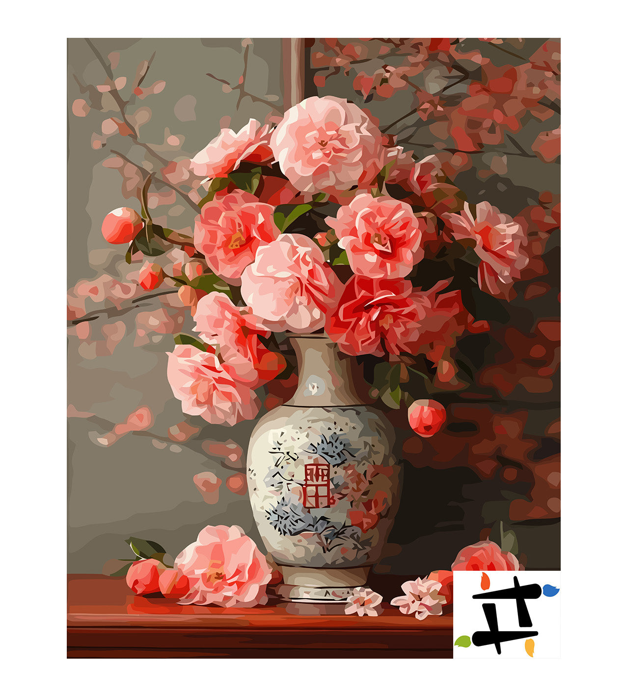 Pictura pe Numere Camelie Roz 6491