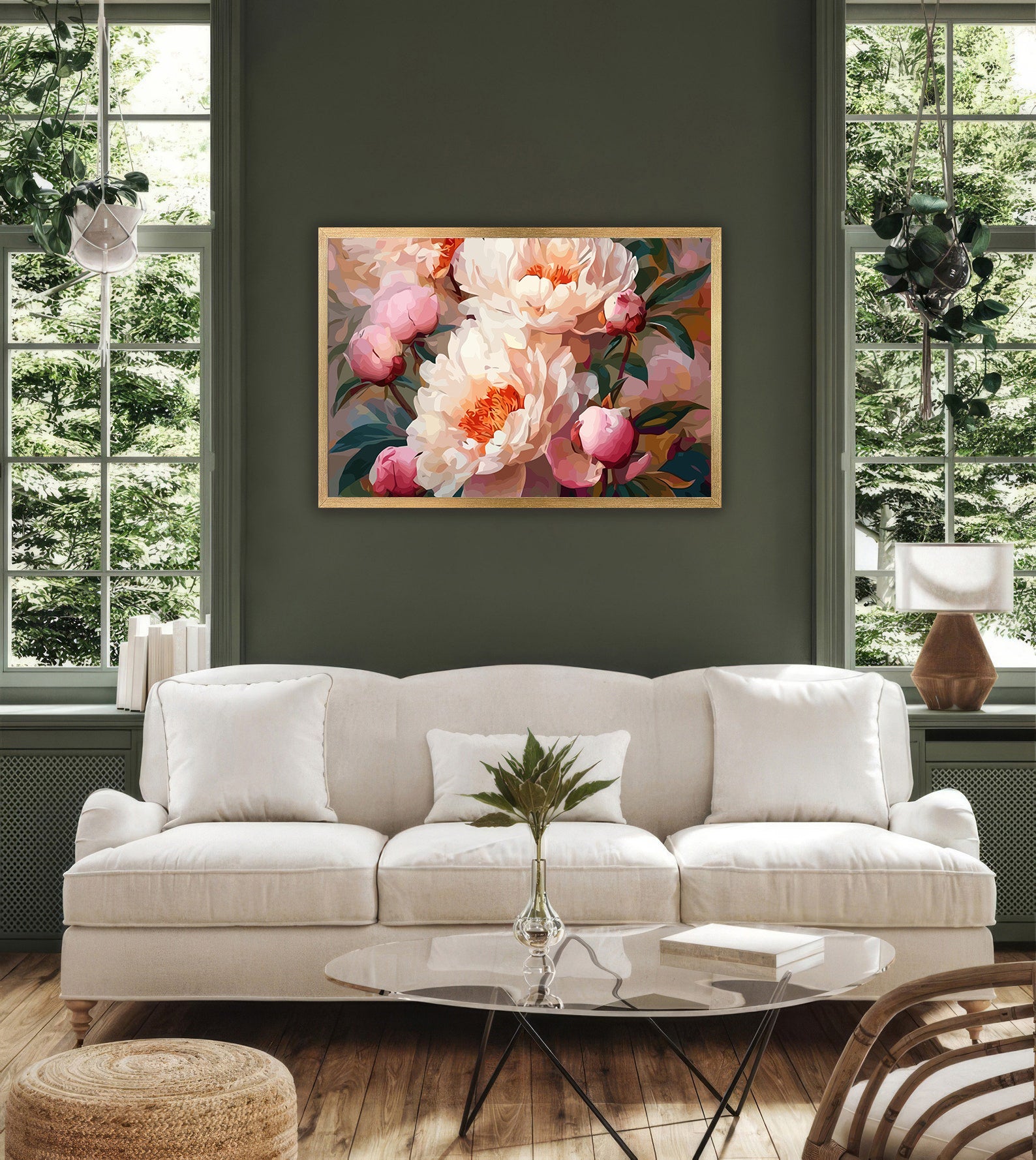 Pictura pe Numere Bujori Roz 6498