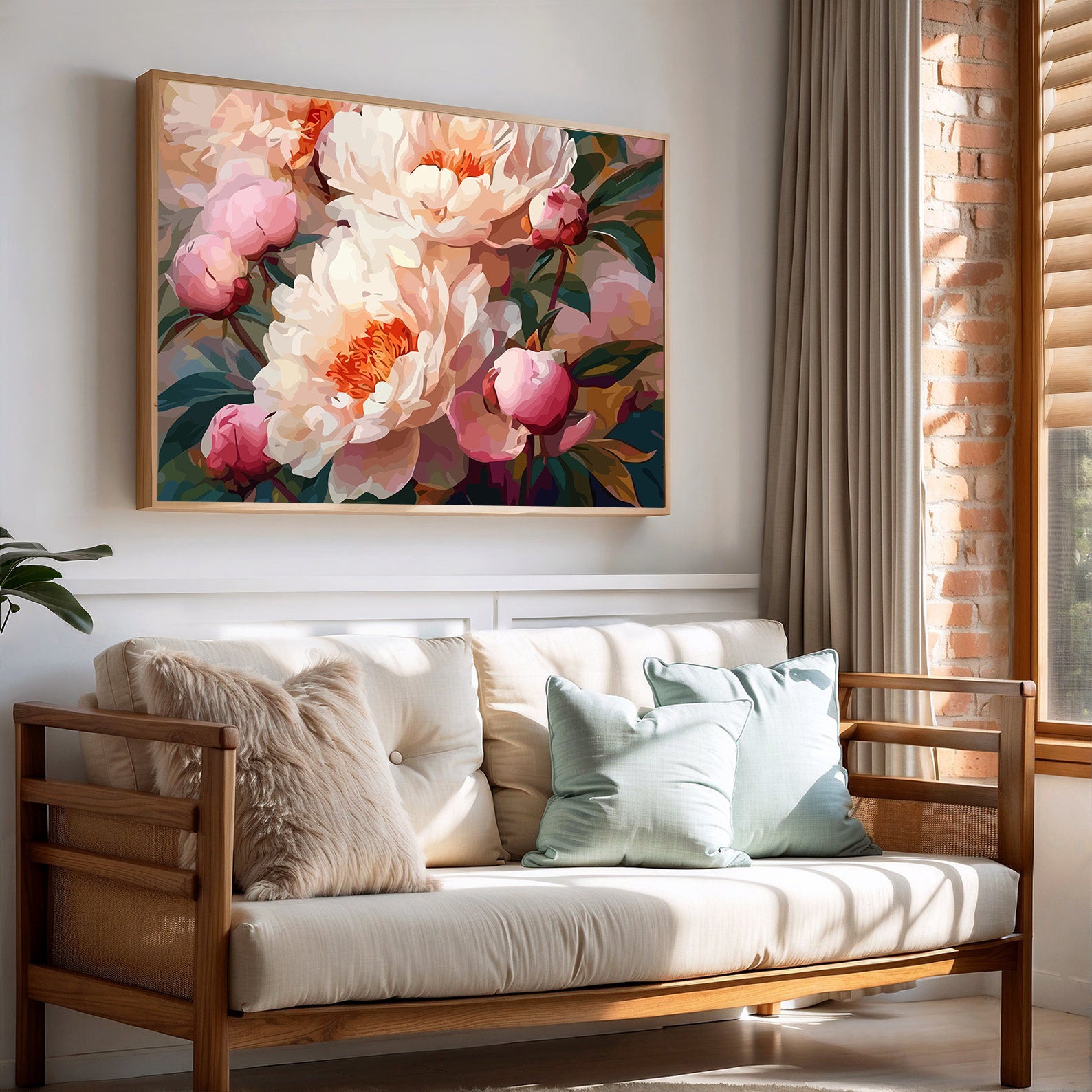 Pictura pe Numere Bujori Roz 6498