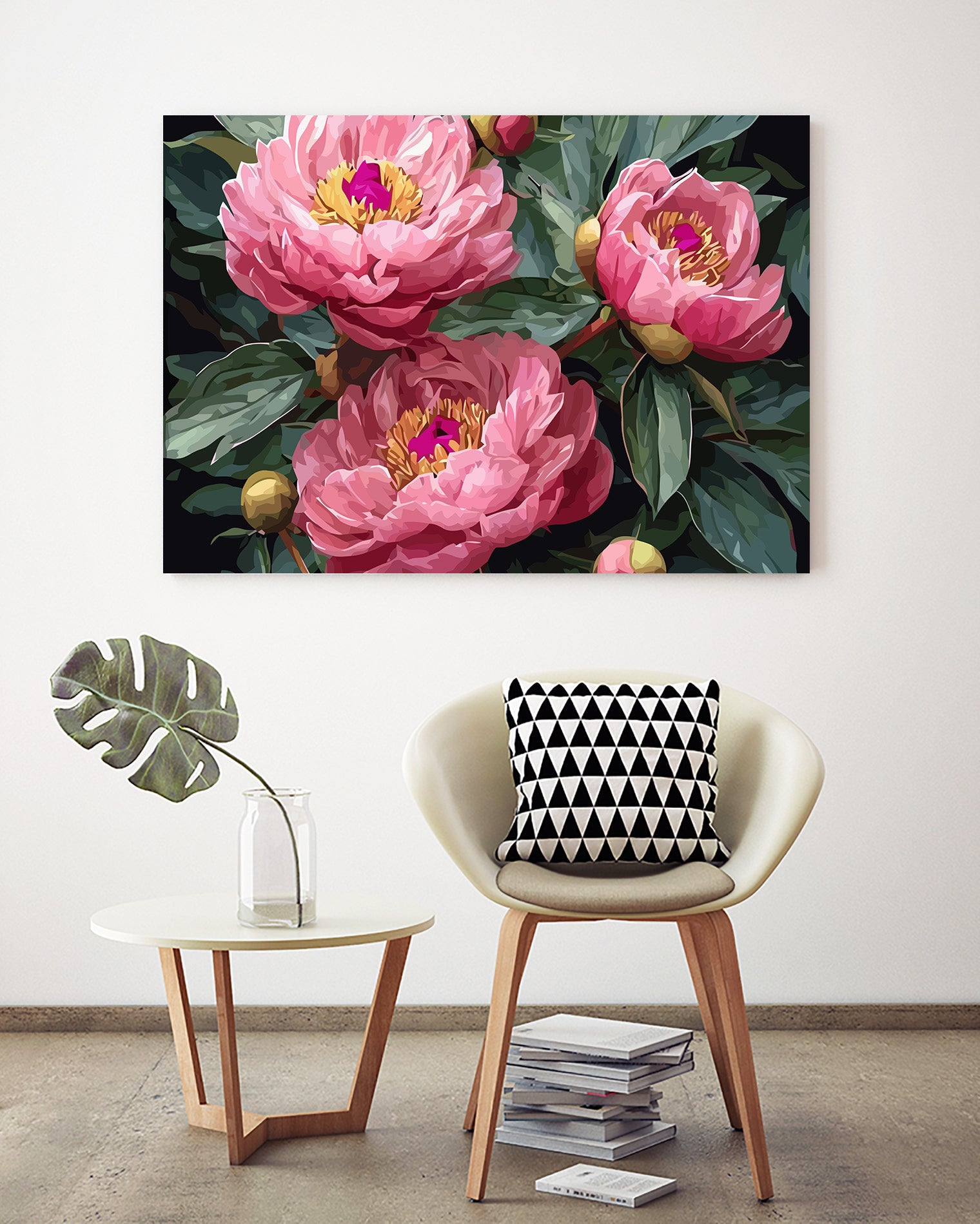 Pictura pe Numere Bujori Roz 6499