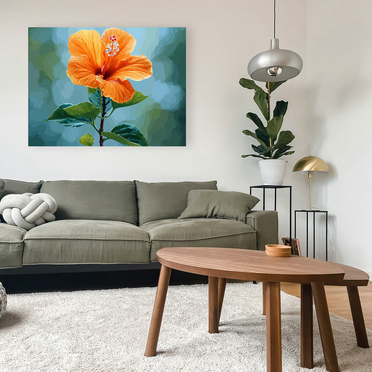 Pictura pe Numere Hibiscus Portocaliu 6501