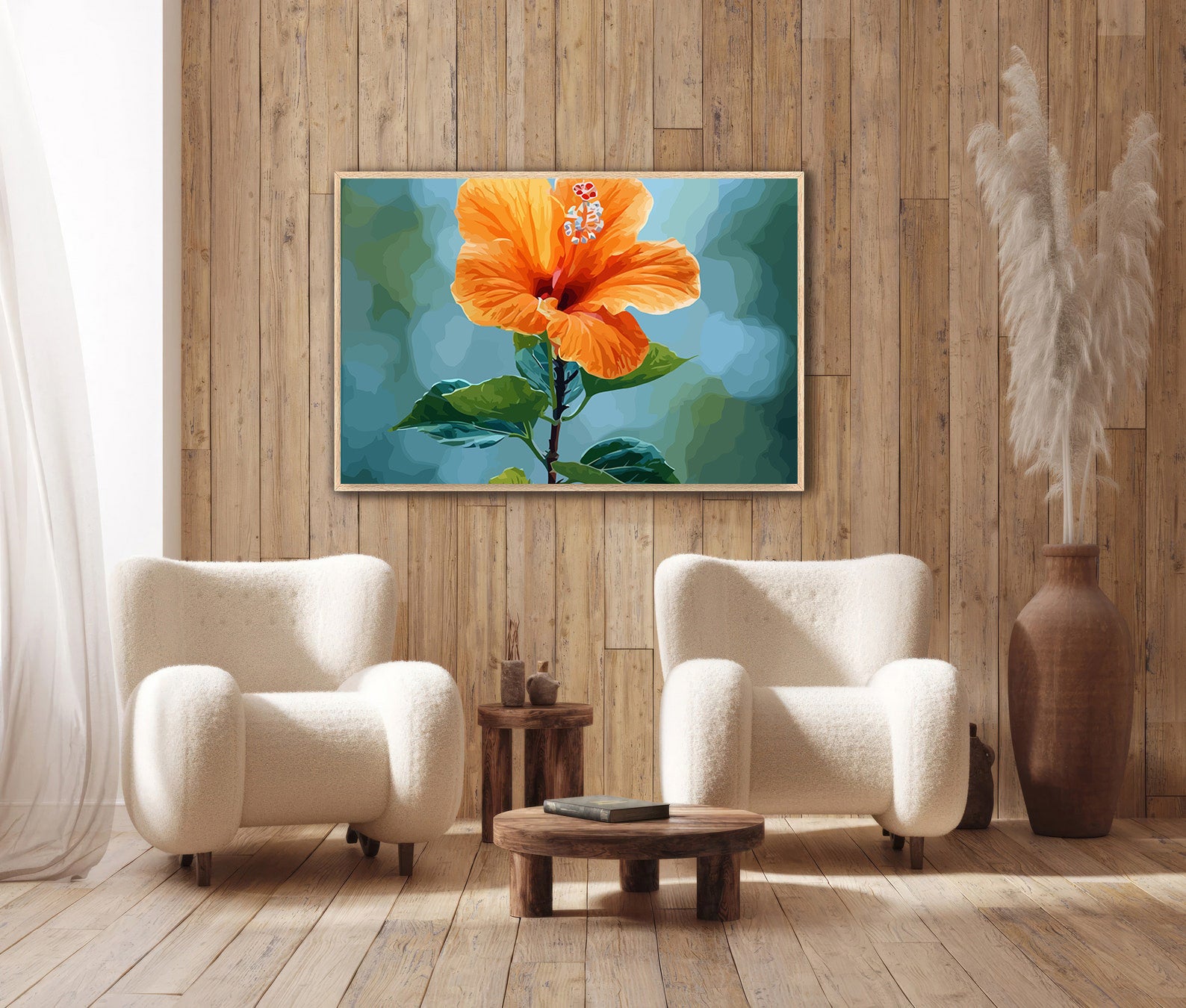 Pictura pe Numere Hibiscus Portocaliu 6501