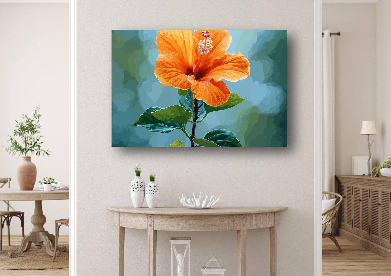 Pictura pe Numere Hibiscus Portocaliu 6501