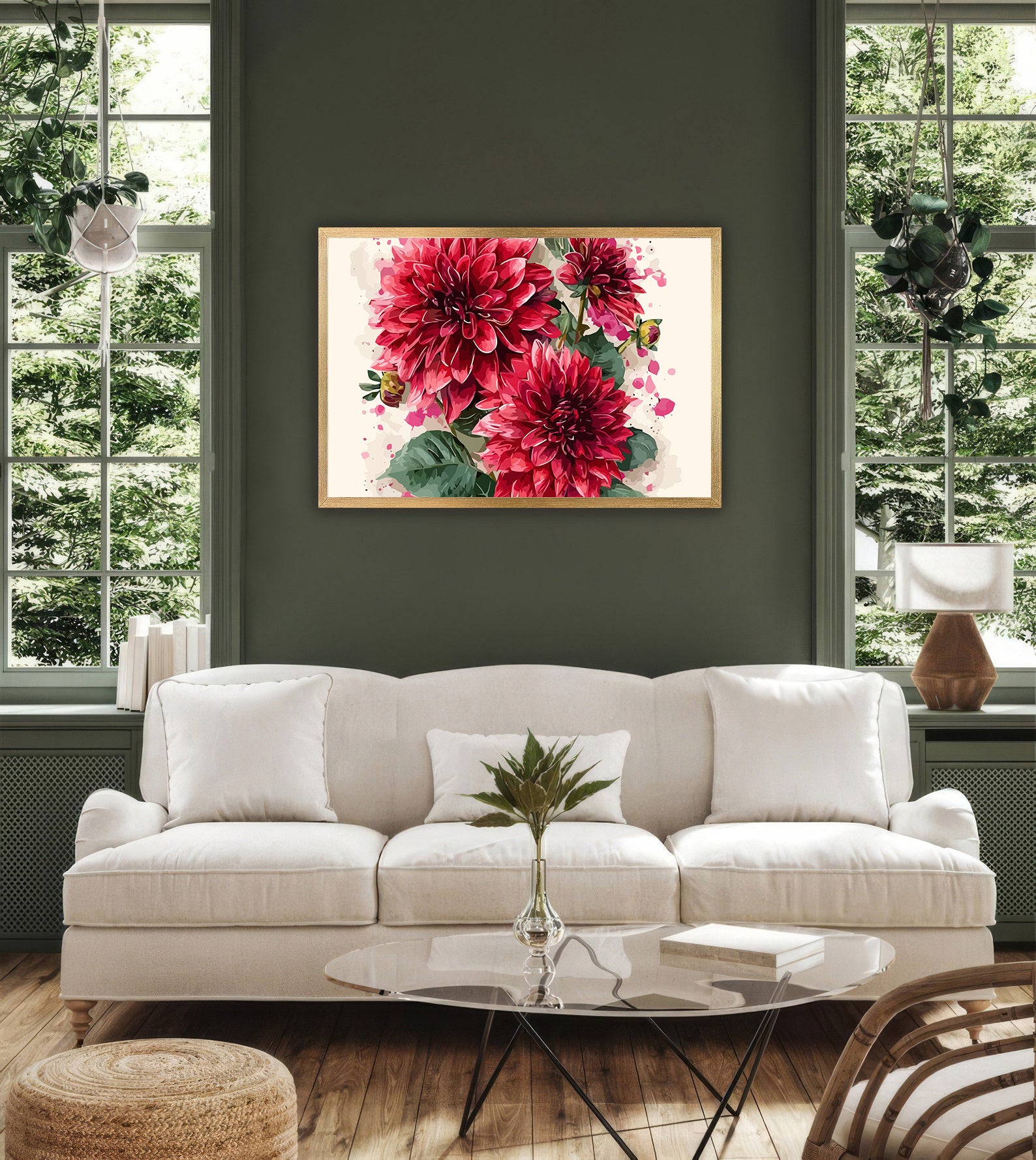 Pictura pe Numere Flori de Dalie Rosii 6505