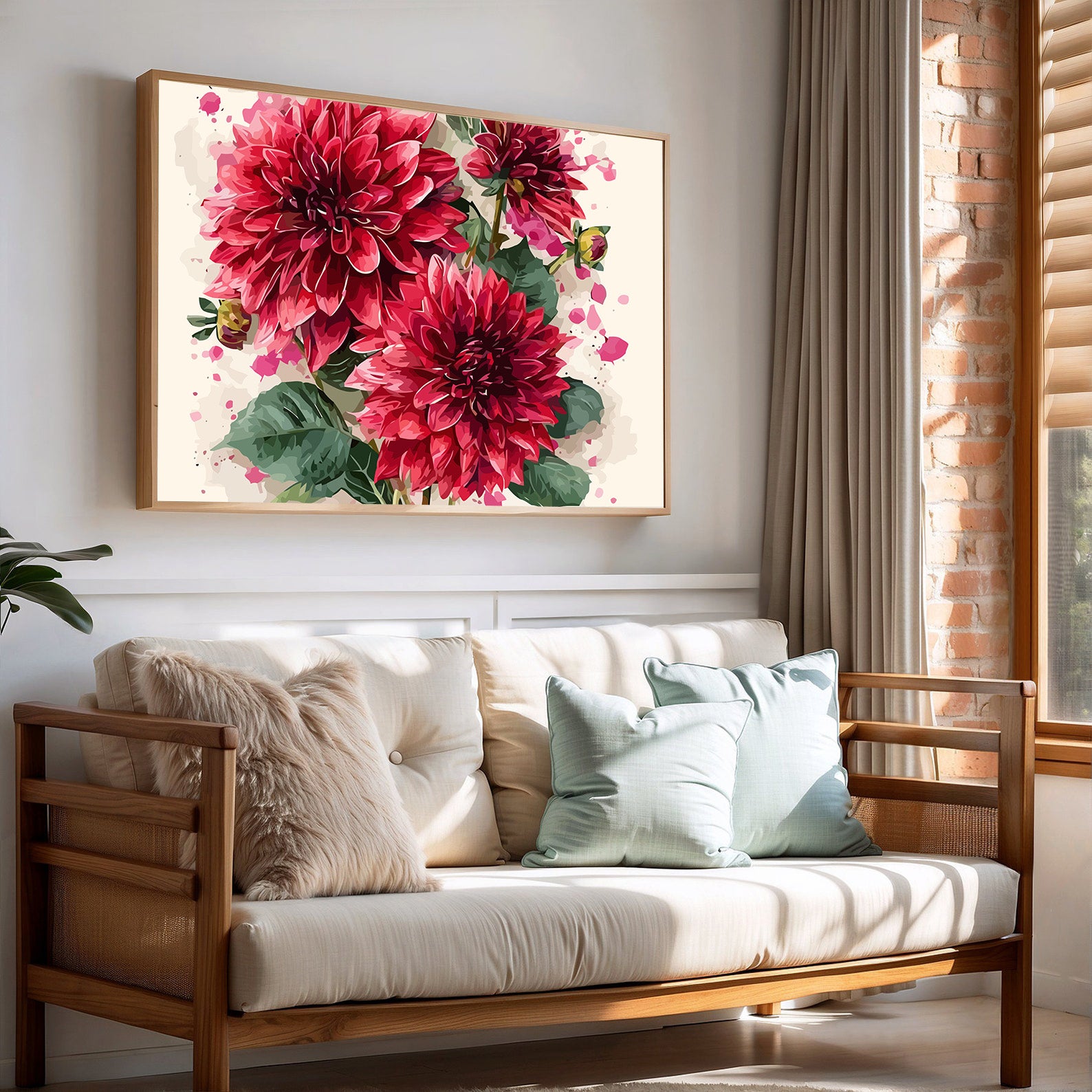 Pictura pe Numere Flori de Dalie Rosii 6505