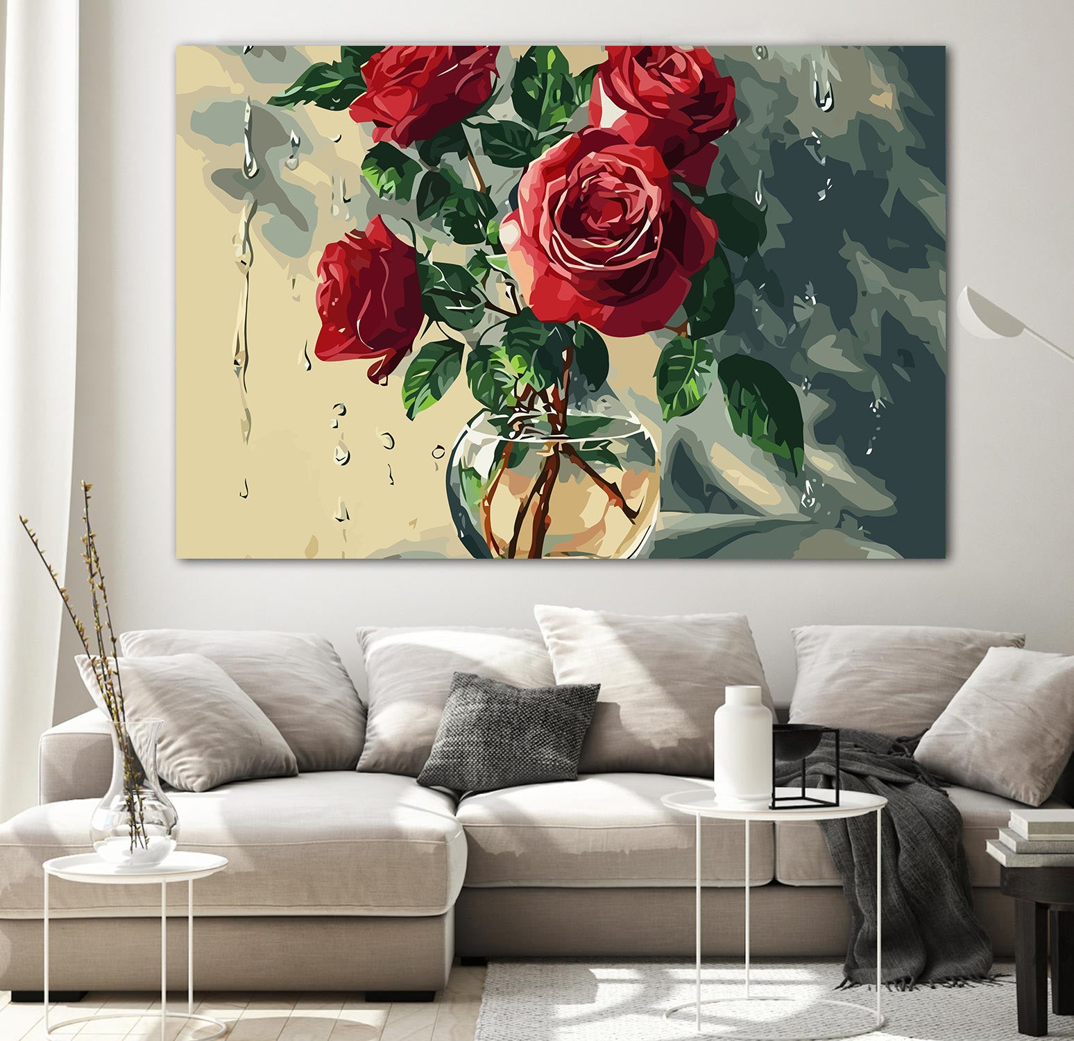 Pictura pe Numere Buchet de Trandafiri Rosii 6508