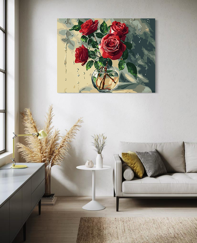 Pictura pe Numere Buchet de Trandafiri Rosii 6508