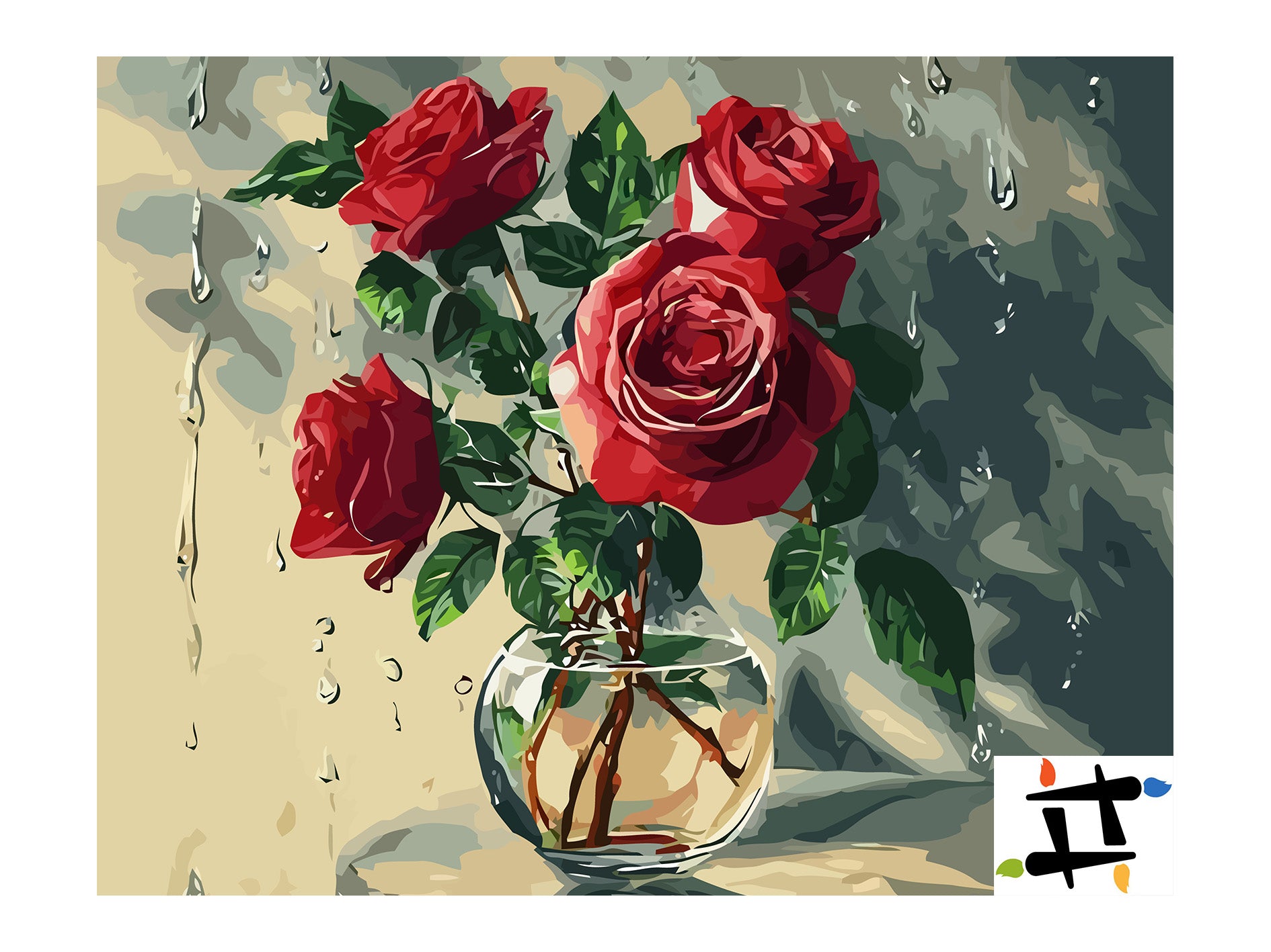 Pictura pe Numere Buchet de Trandafiri Rosii 6508
