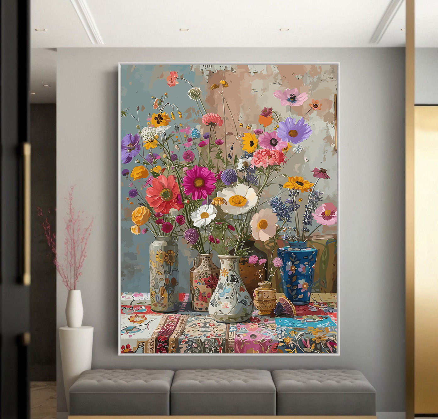 Pictura pe Numere Flori in Vaze 6512
