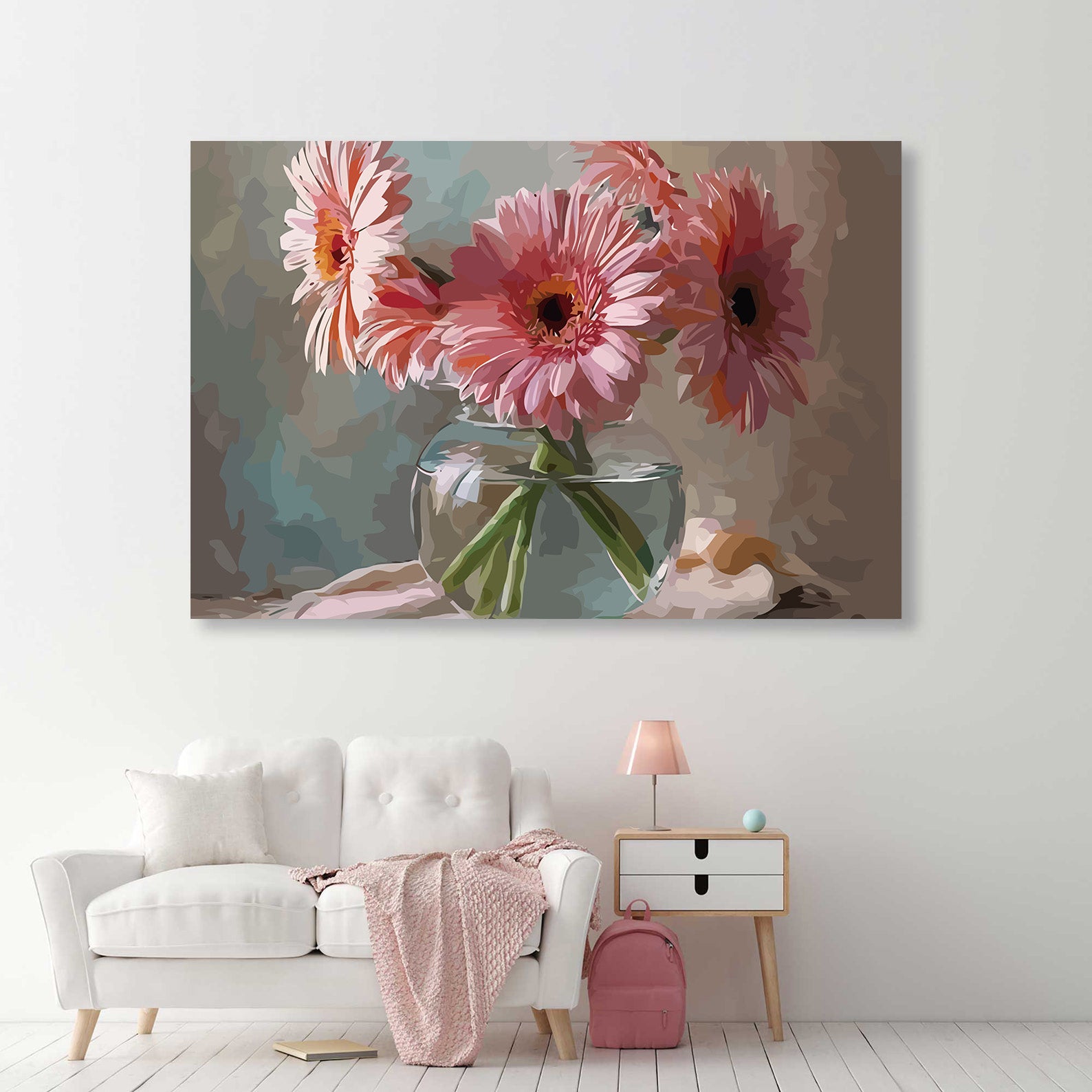 Pictura pe Numere Crizanteme Pastelate 6515