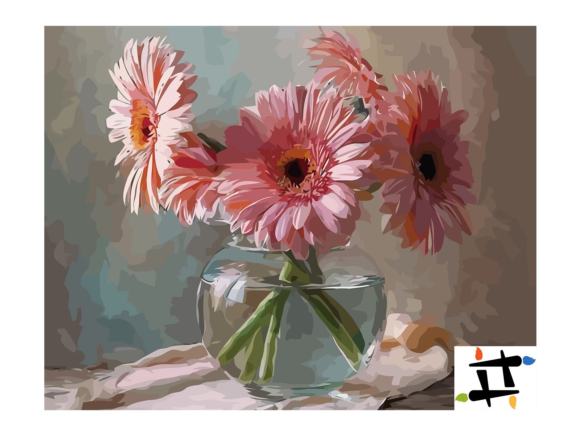 Pictura pe Numere Crizanteme Pastelate 6515