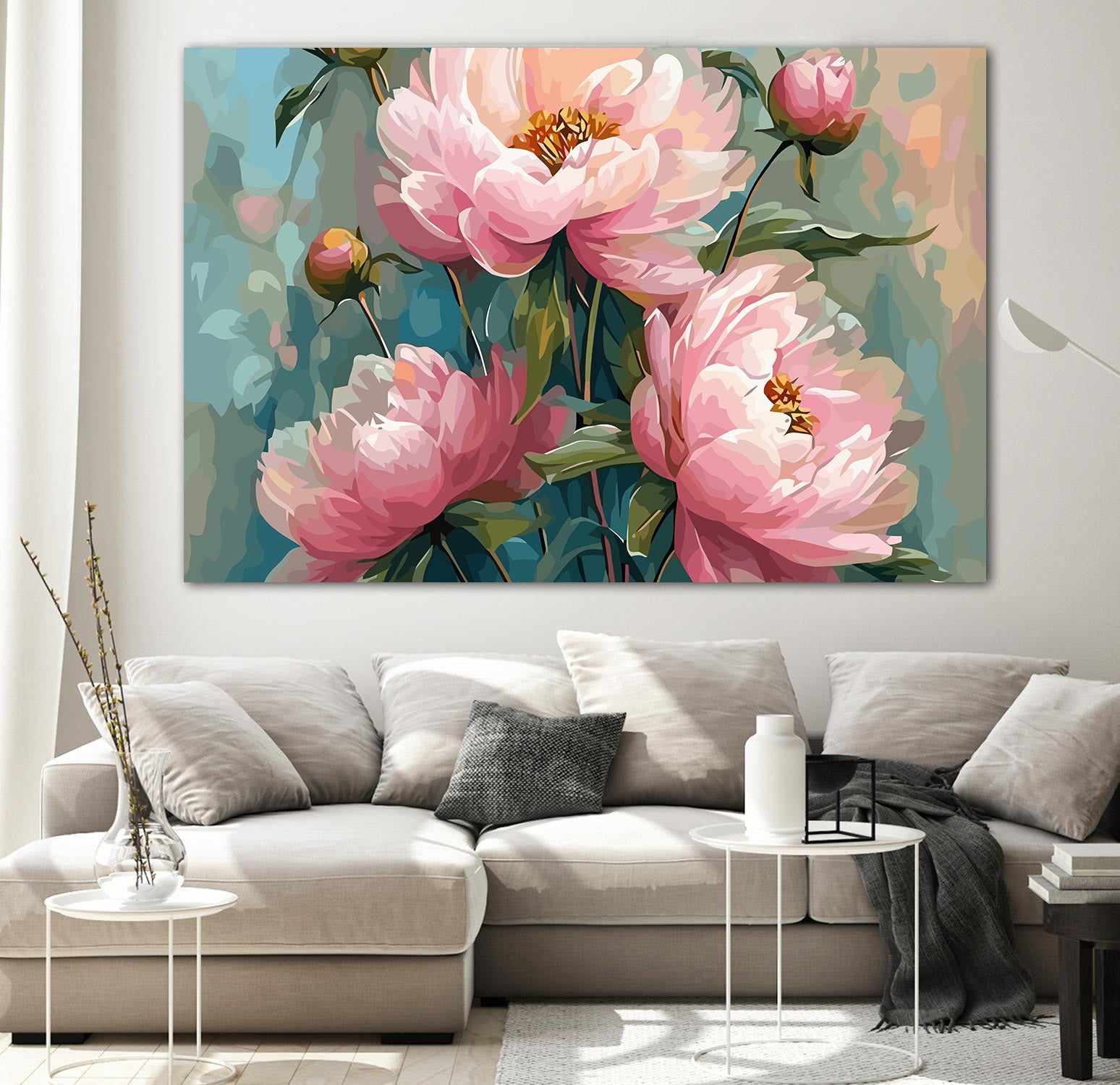 Pictura pe Numere Bujori Roz 6516