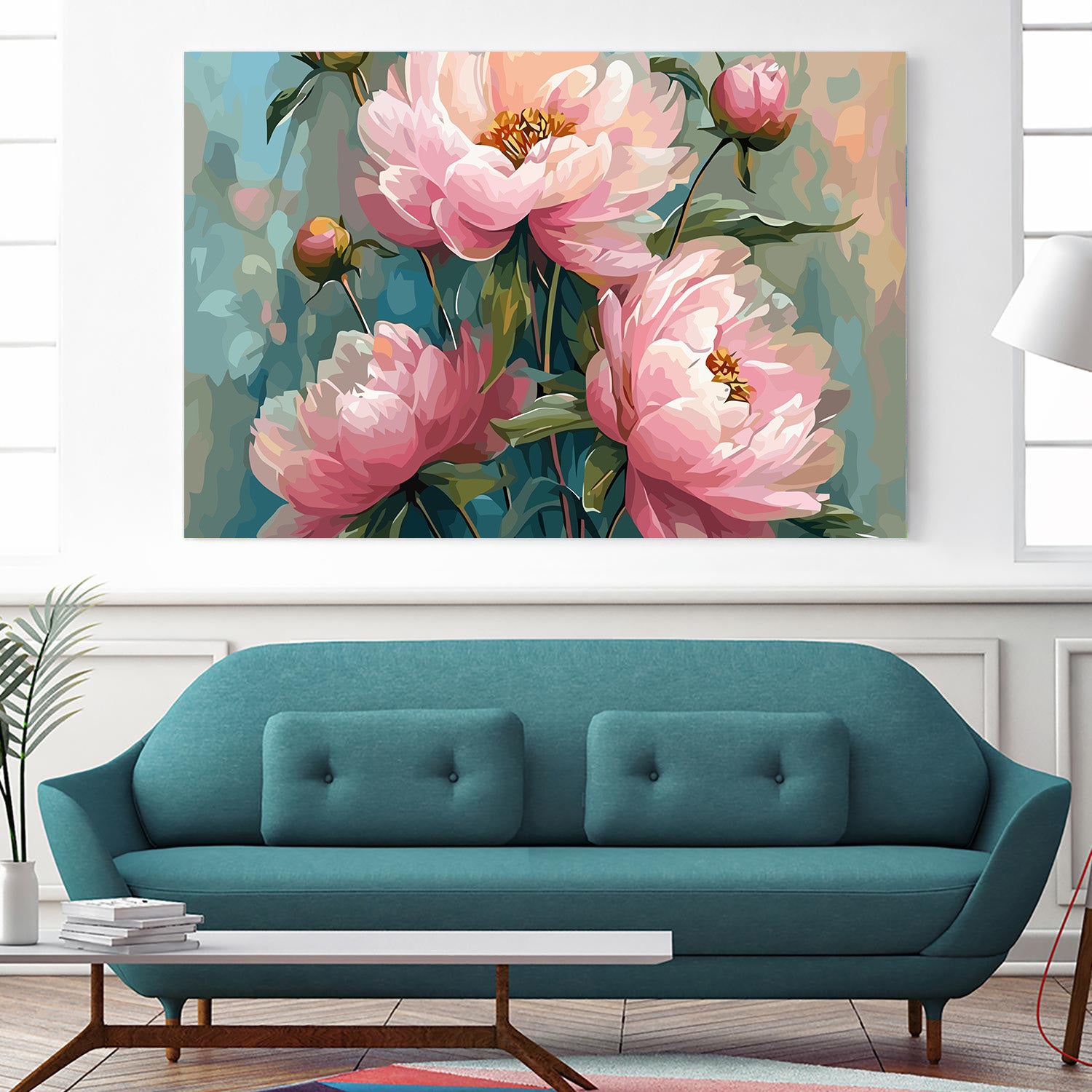 Pictura pe Numere Bujori Roz 6516
