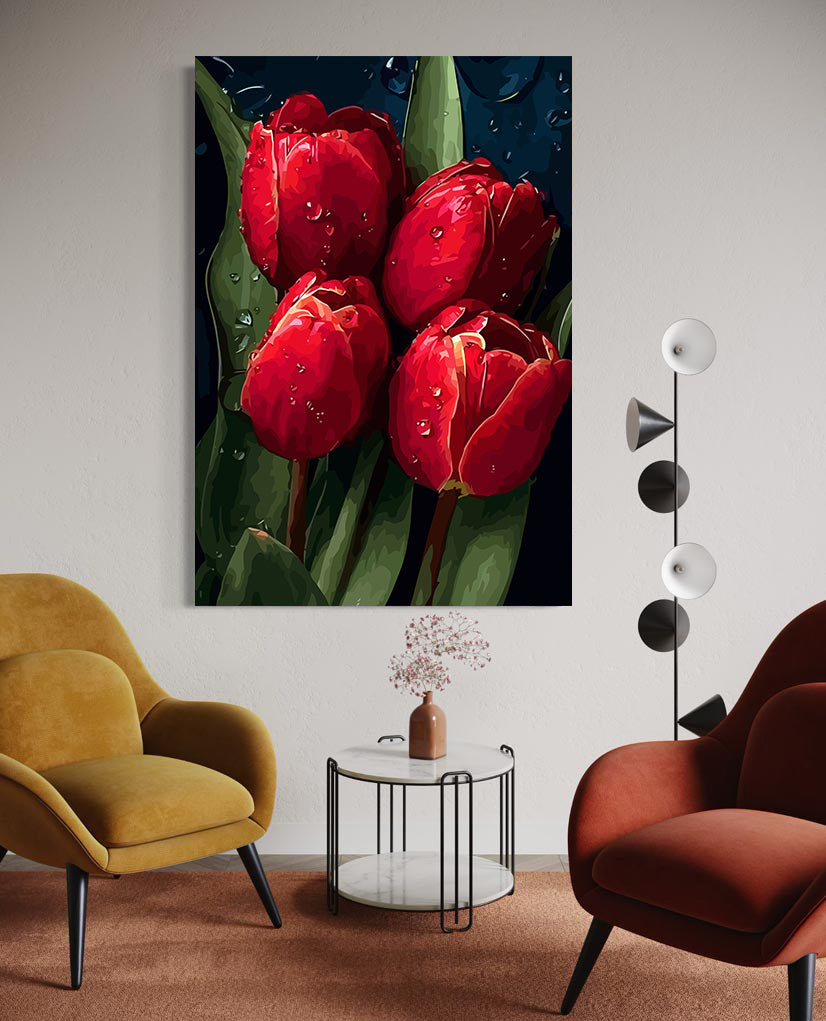 Pictura pe Numere Lalele Rosii 6517