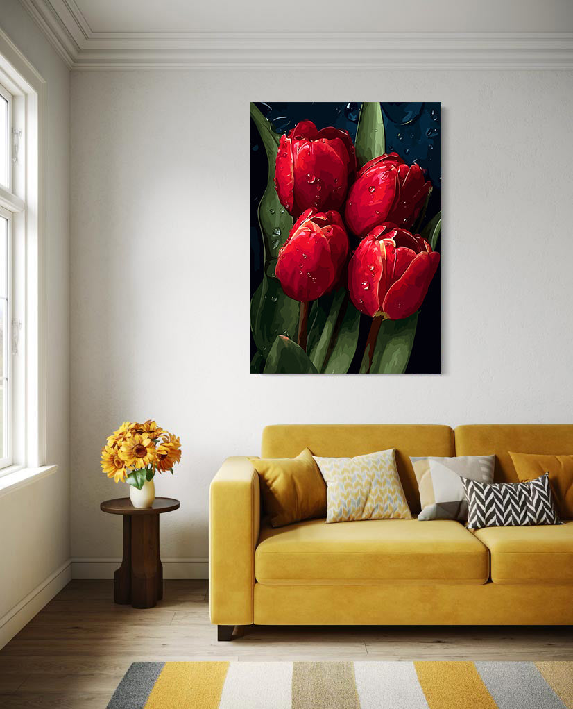 Pictura pe Numere Lalele Rosii 6517