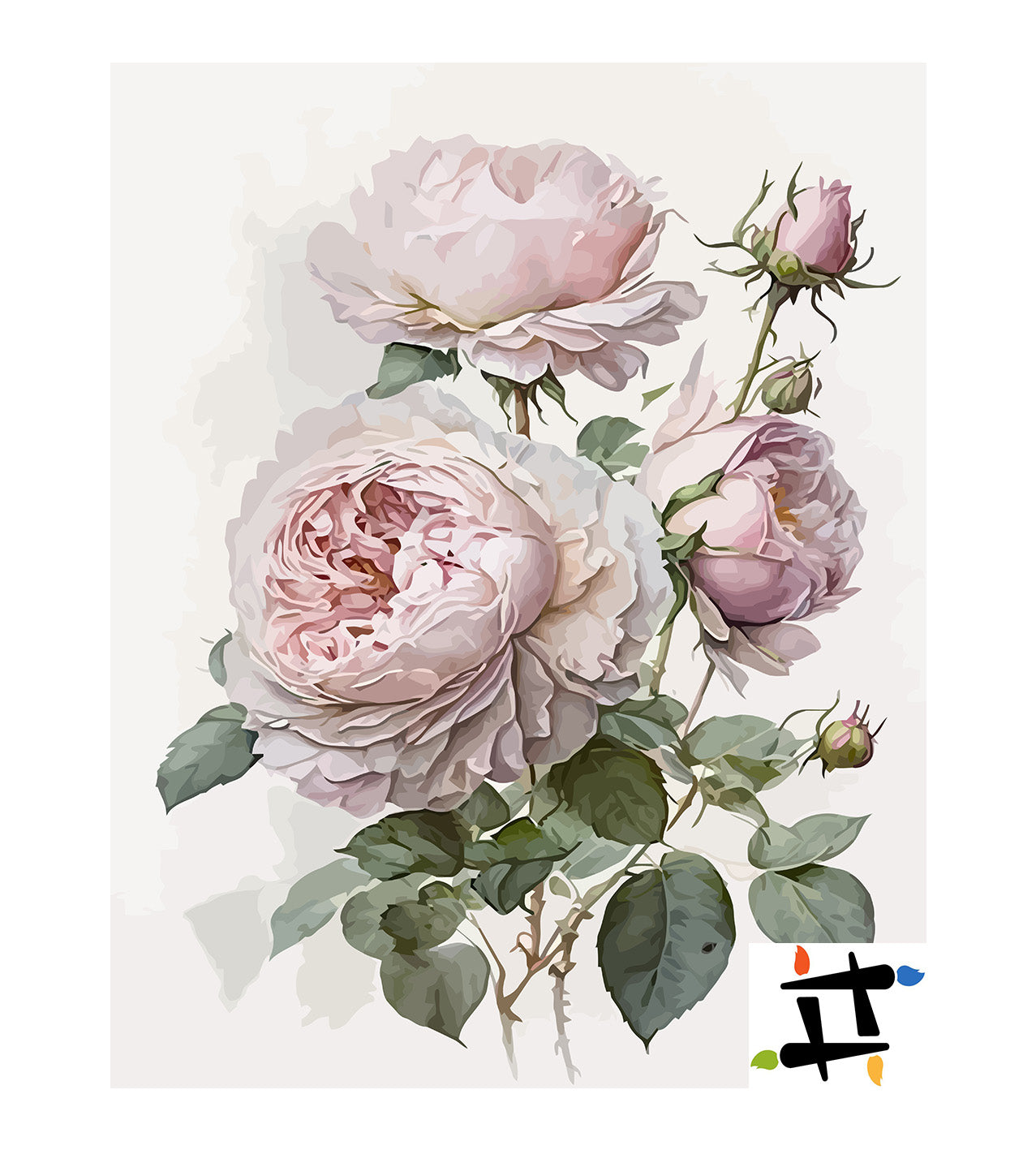 Pictura pe Numere – Bujori roz 6528
