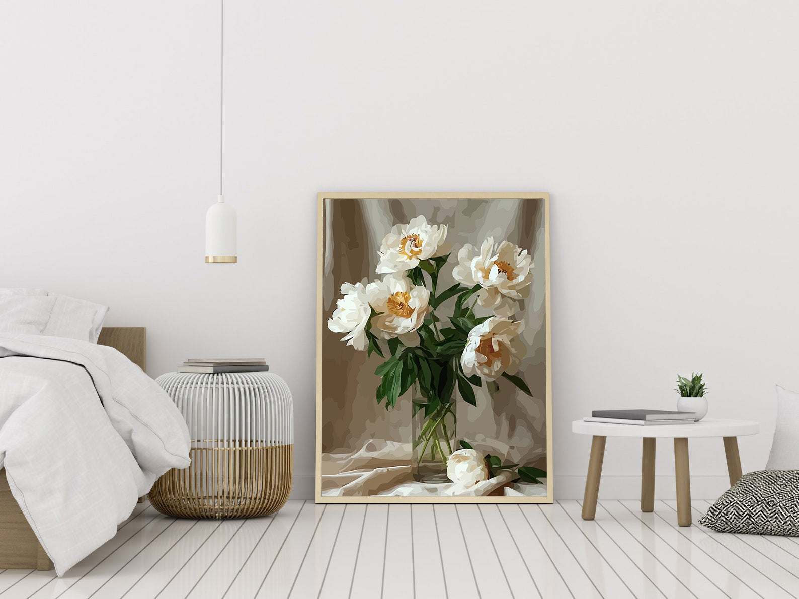 Pictura pe Numere – Flori albe in vaza 6533