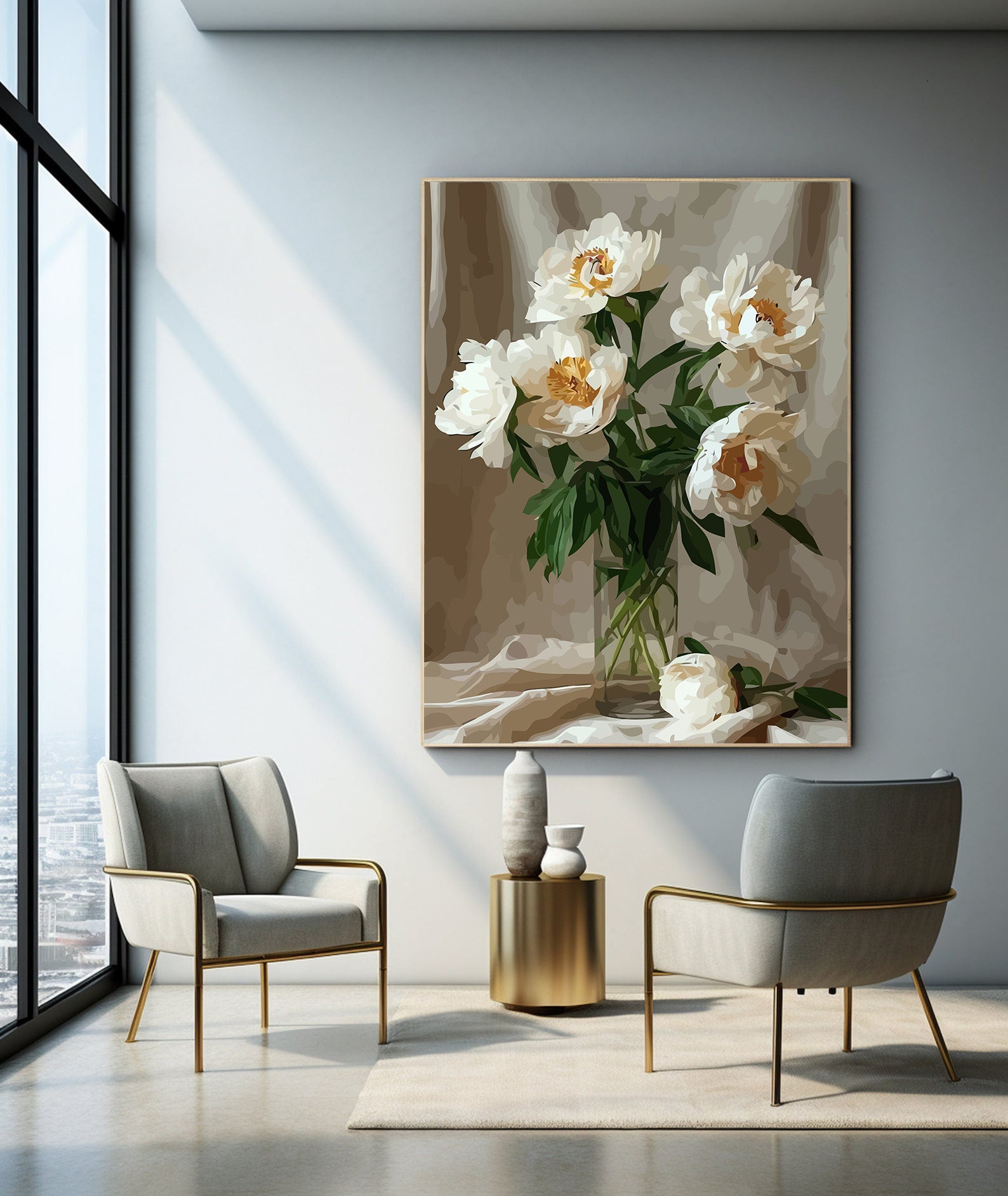 Pictura pe Numere – Flori albe in vaza 6533