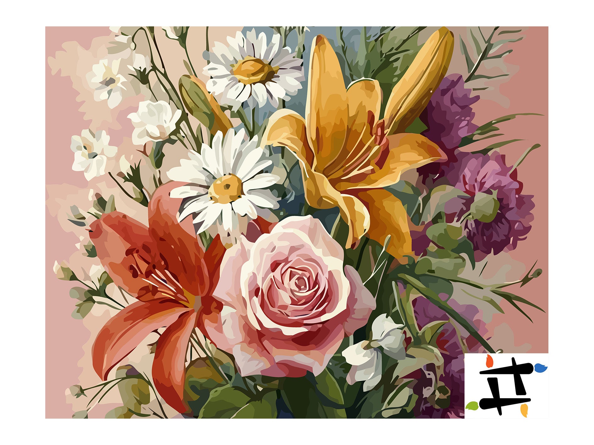 Pictura pe Numere – Buchet Colorat 6538