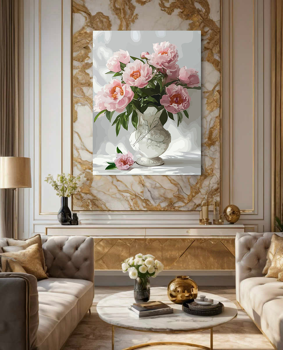 Pictura pe Numere – Bujori in Portelan 6546