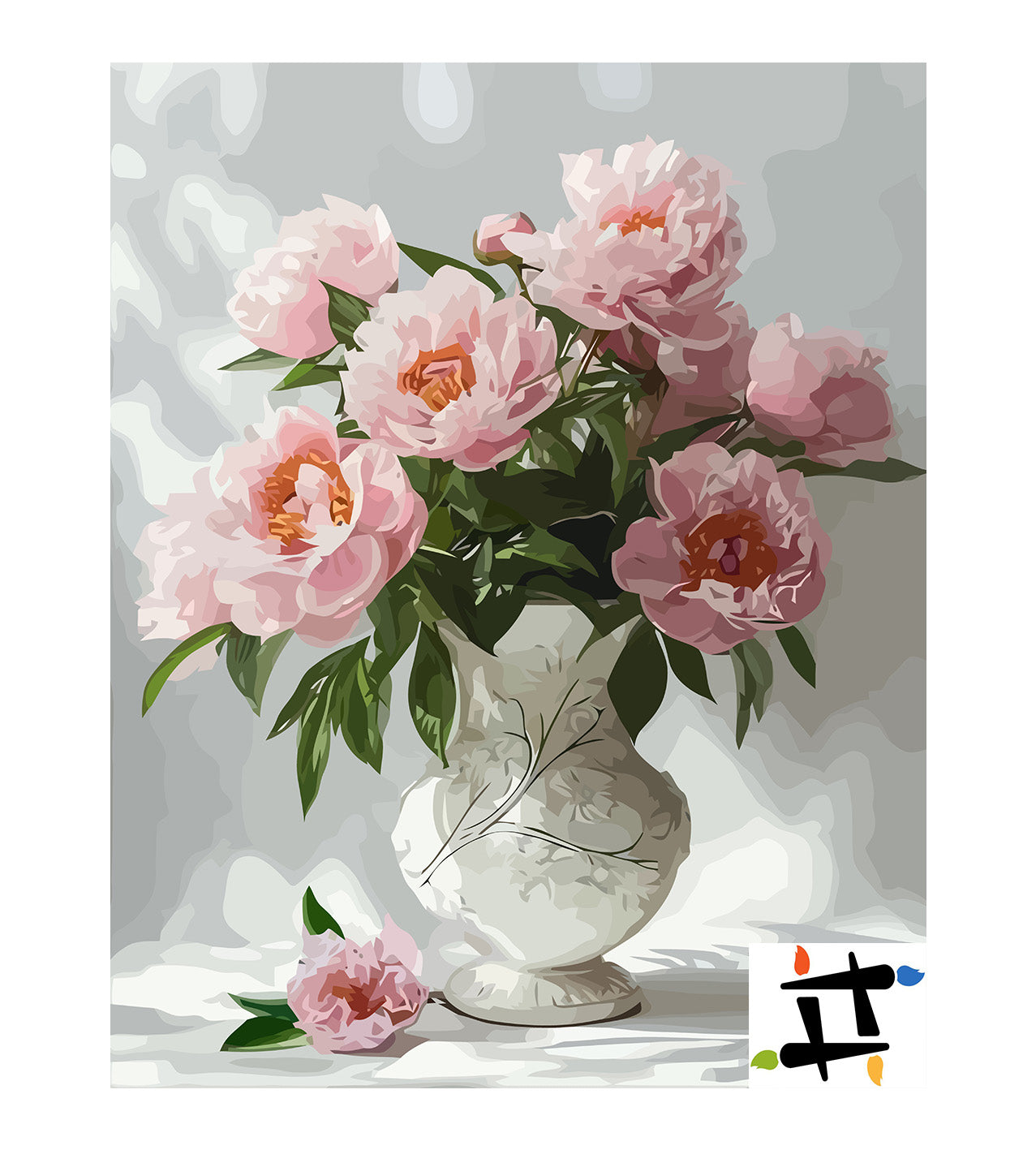 Pictura pe Numere – Bujori in Portelan 6546