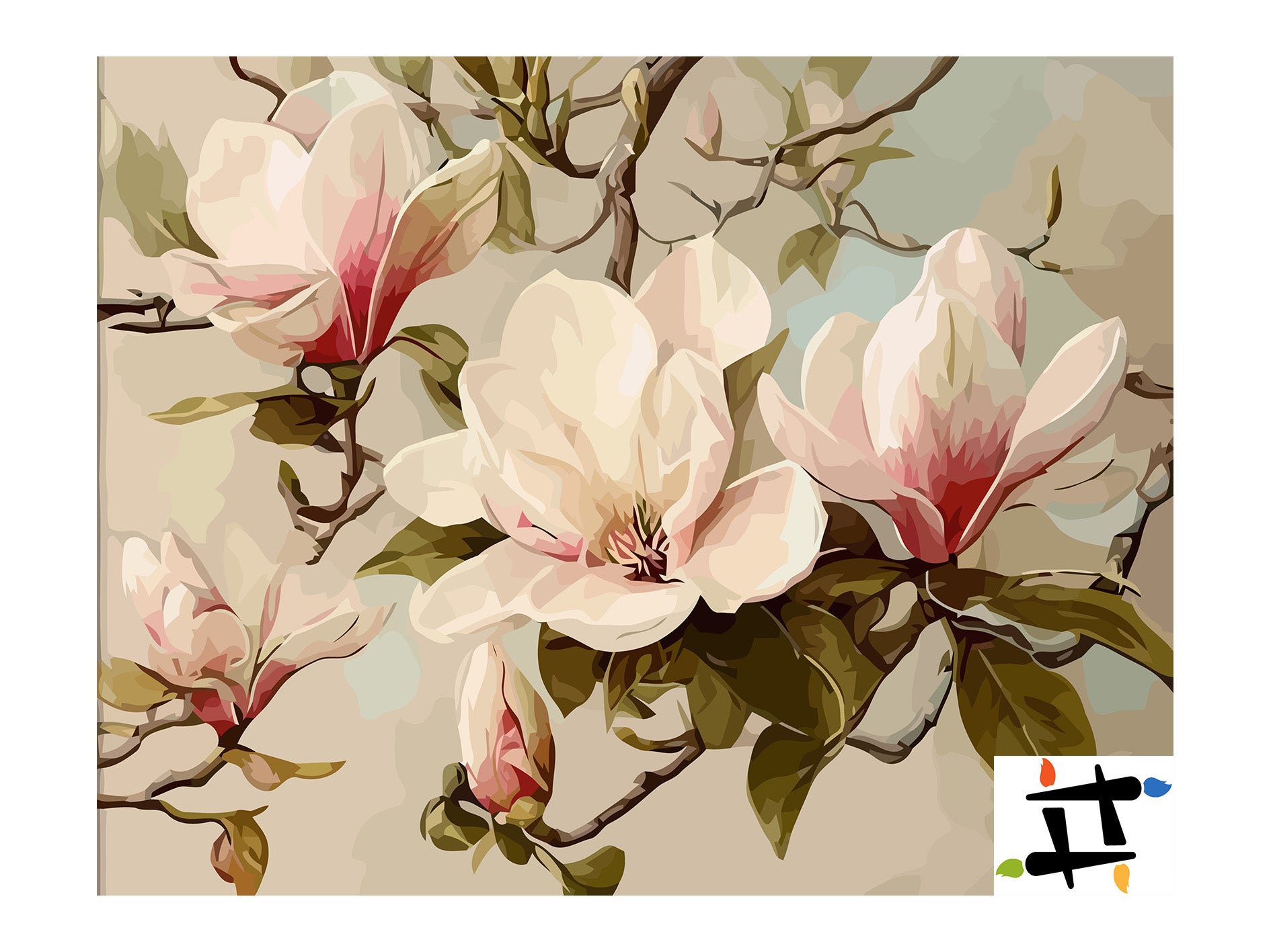 Pictura pe Numere – Magnolii in Stil Vintage 6590