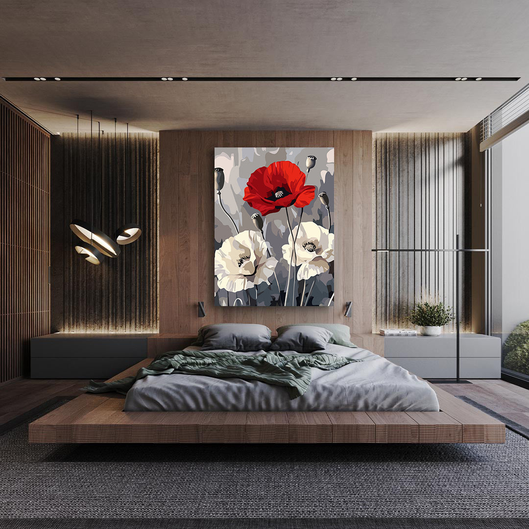 Pictura pe Numere – Vibratii in Monocrom si Rosu 6609