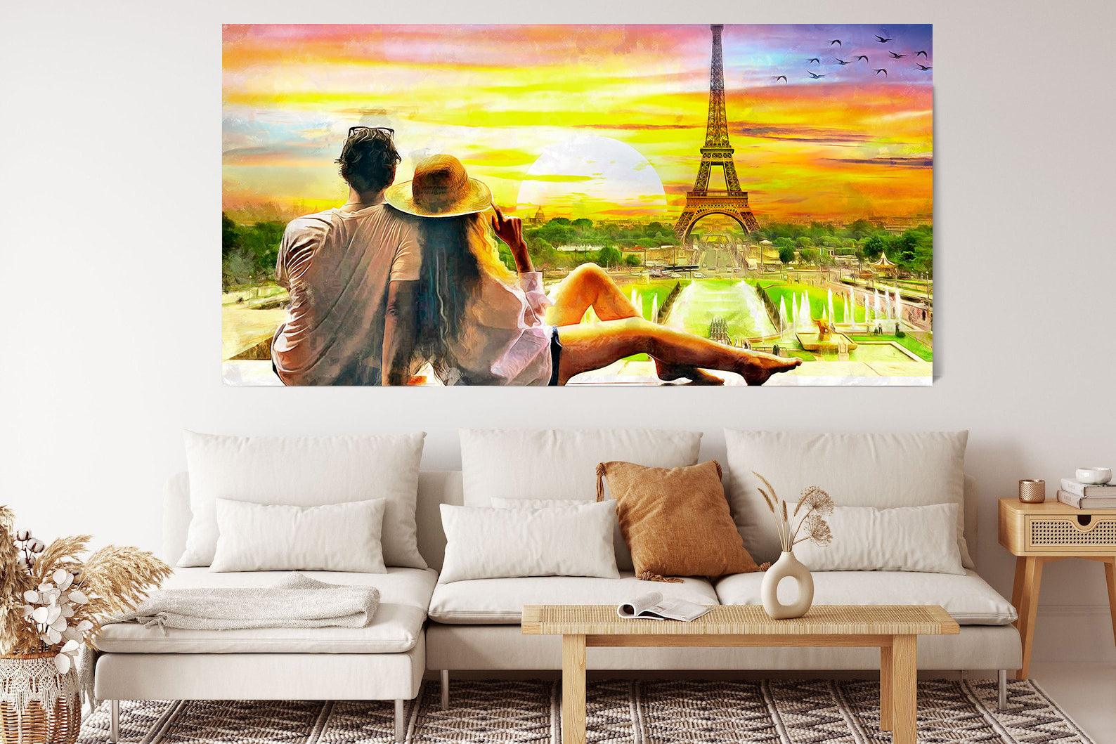 Tablou Canvas - Cuplu si turnul Eiffel
