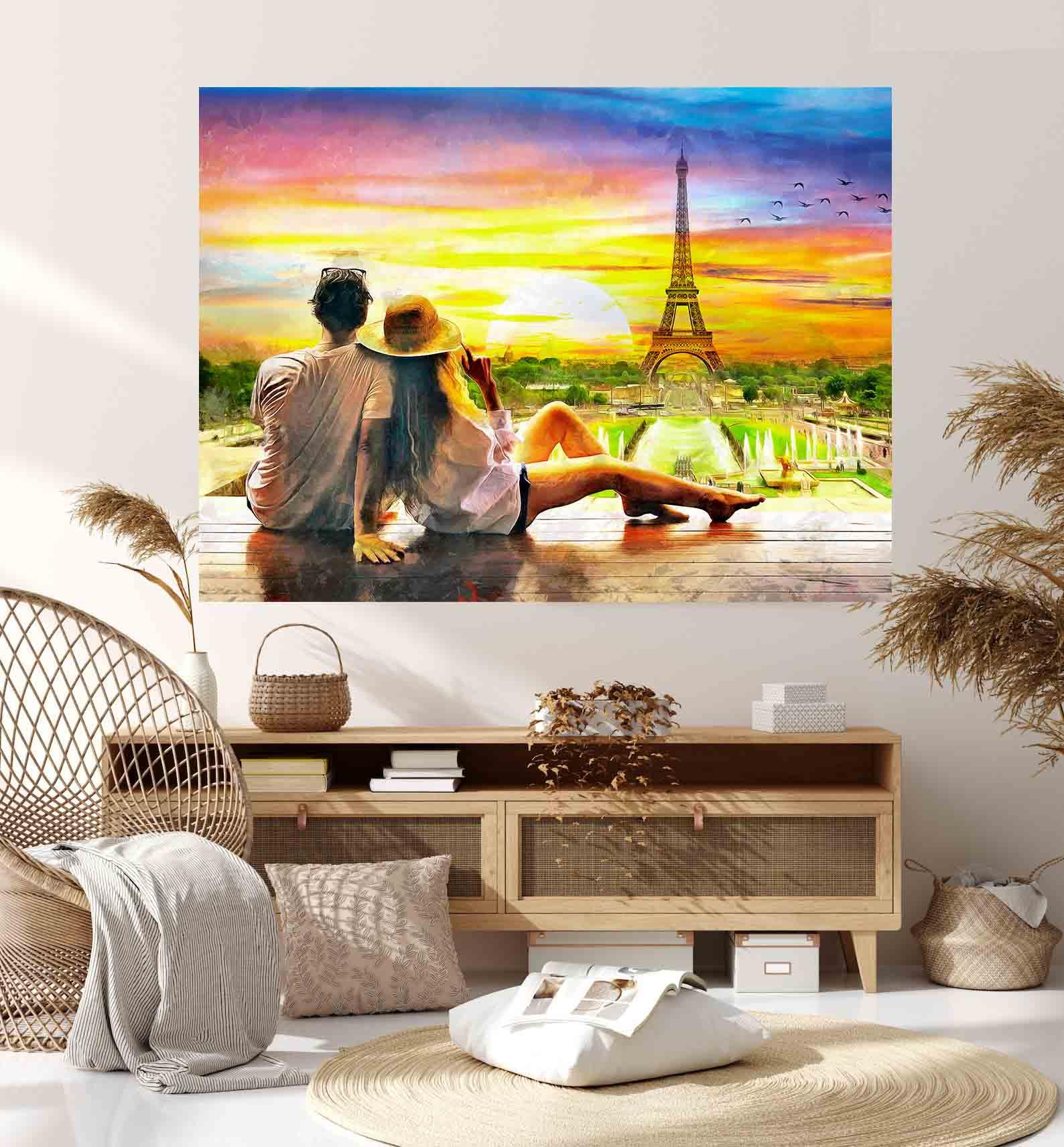 Tablou Canvas - Cuplu si turnul Eiffel