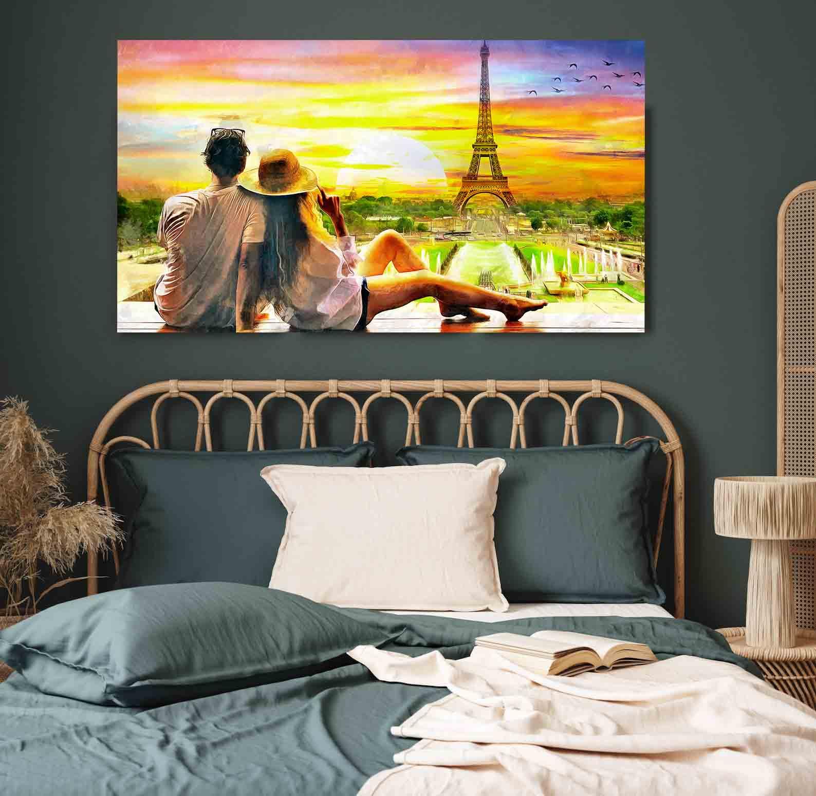 Tablou Canvas - Cuplu si turnul Eiffel