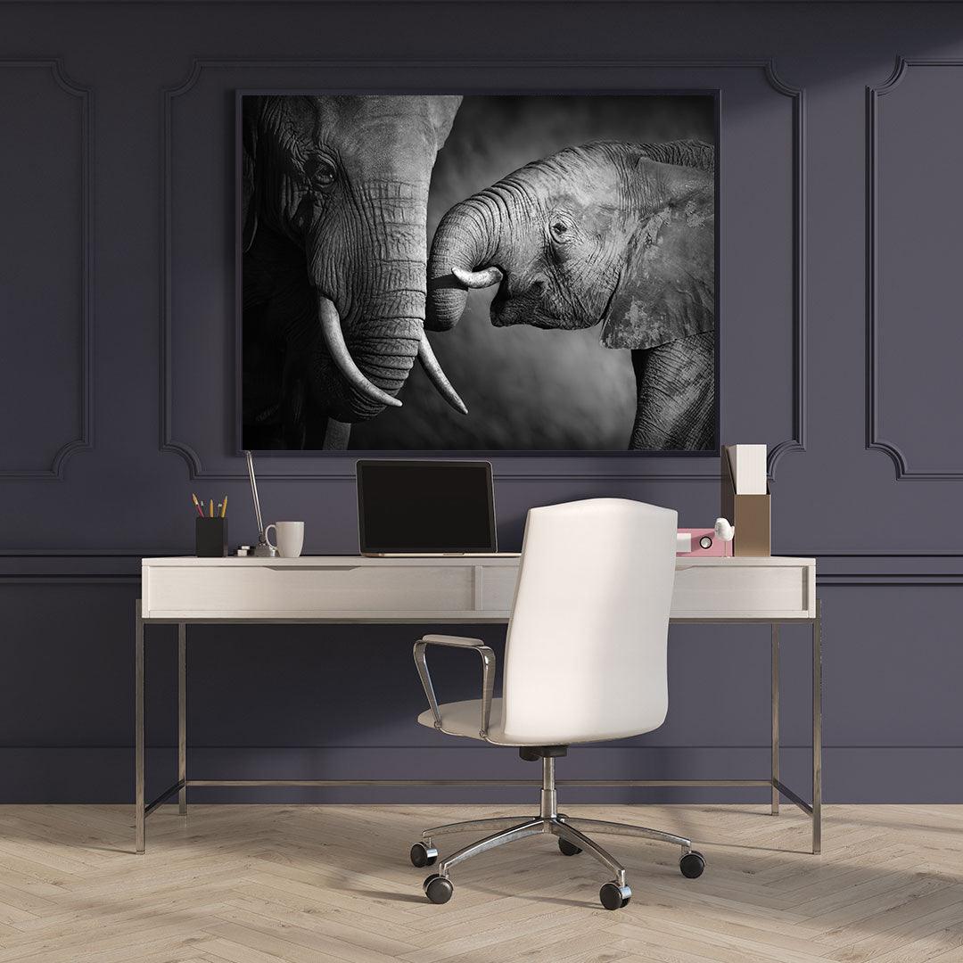 Tablou Canvas - Elefanti alb-negru