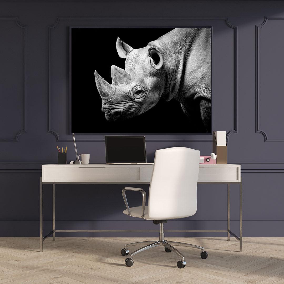 Peinture sur toile - Rhinocéros noir et blanc