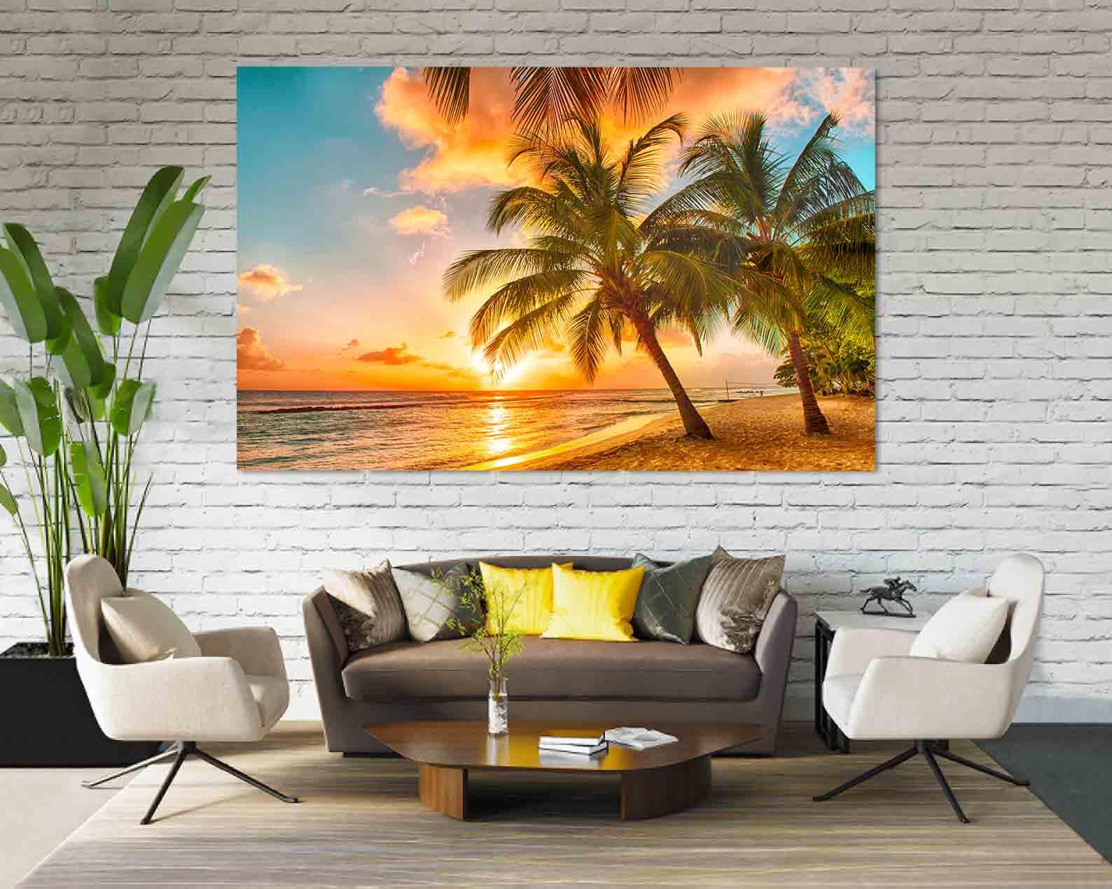 Tablou Canvas - Palmieri tropicali pe plaja
