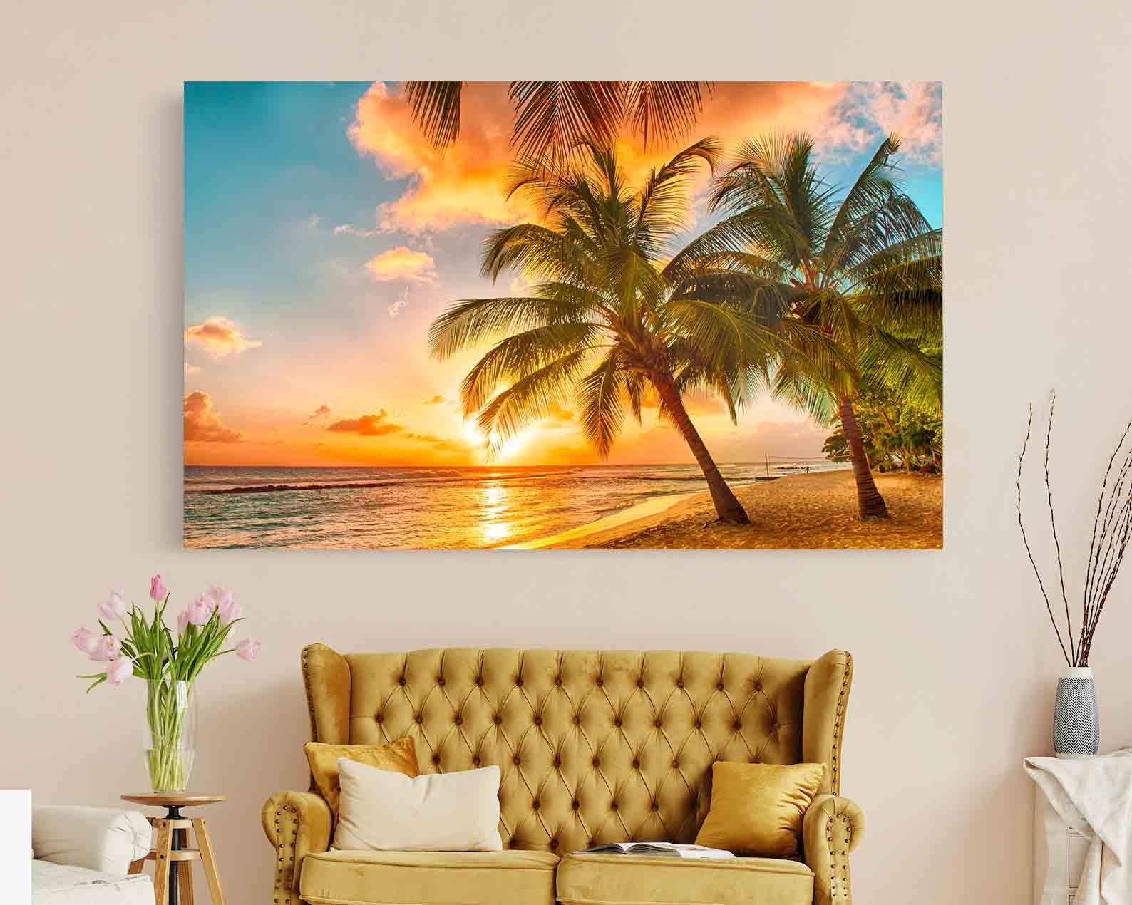 Tablou Canvas - Palmieri tropicali pe plaja