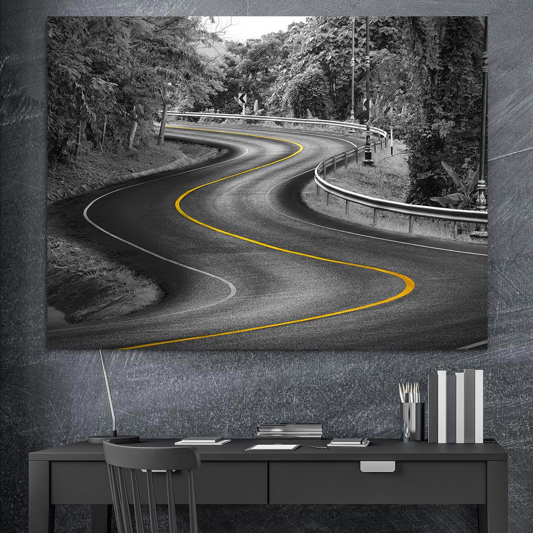 Peinture sur toile - Courbe jaune
