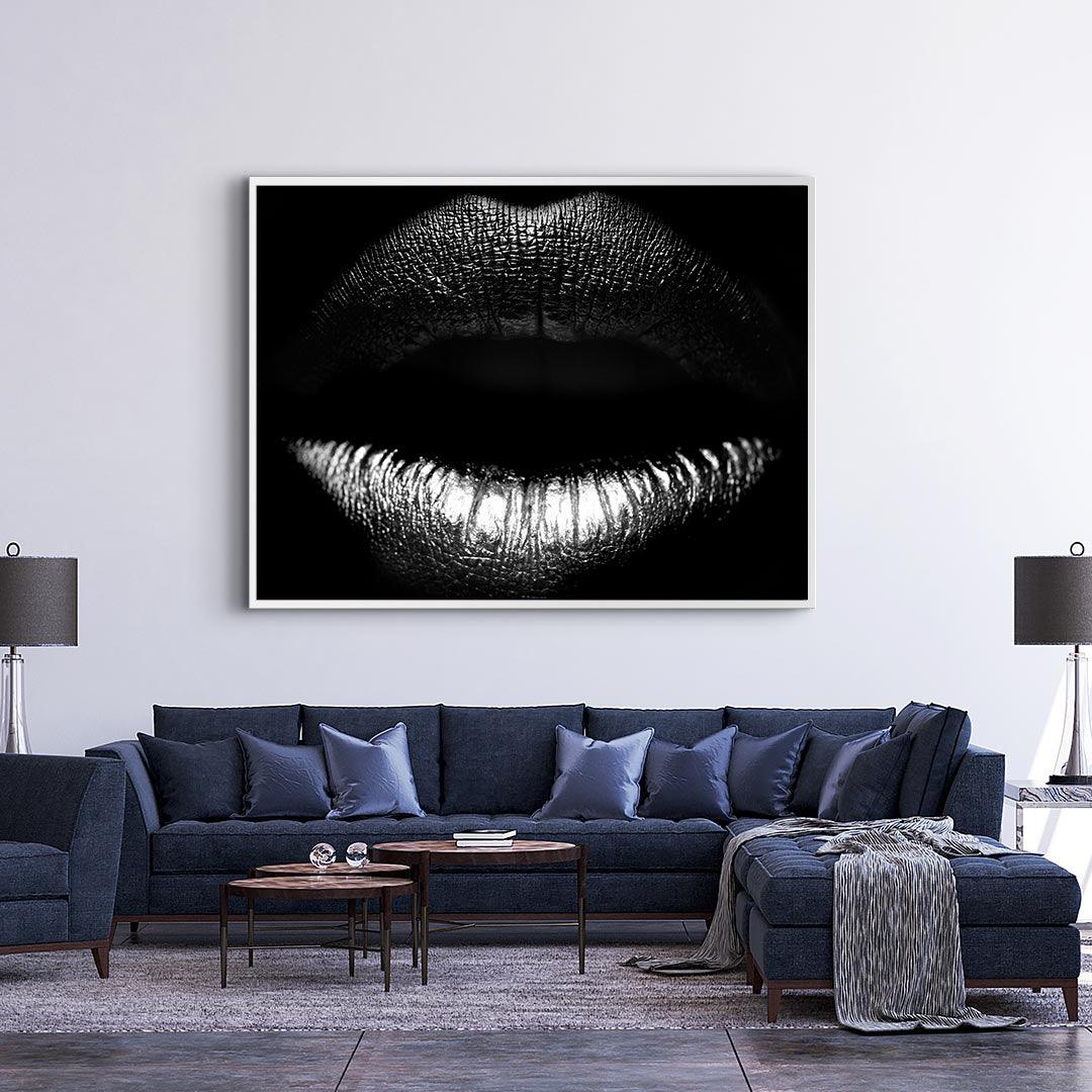 Peinture sur toile – Lèvres noires et blanches