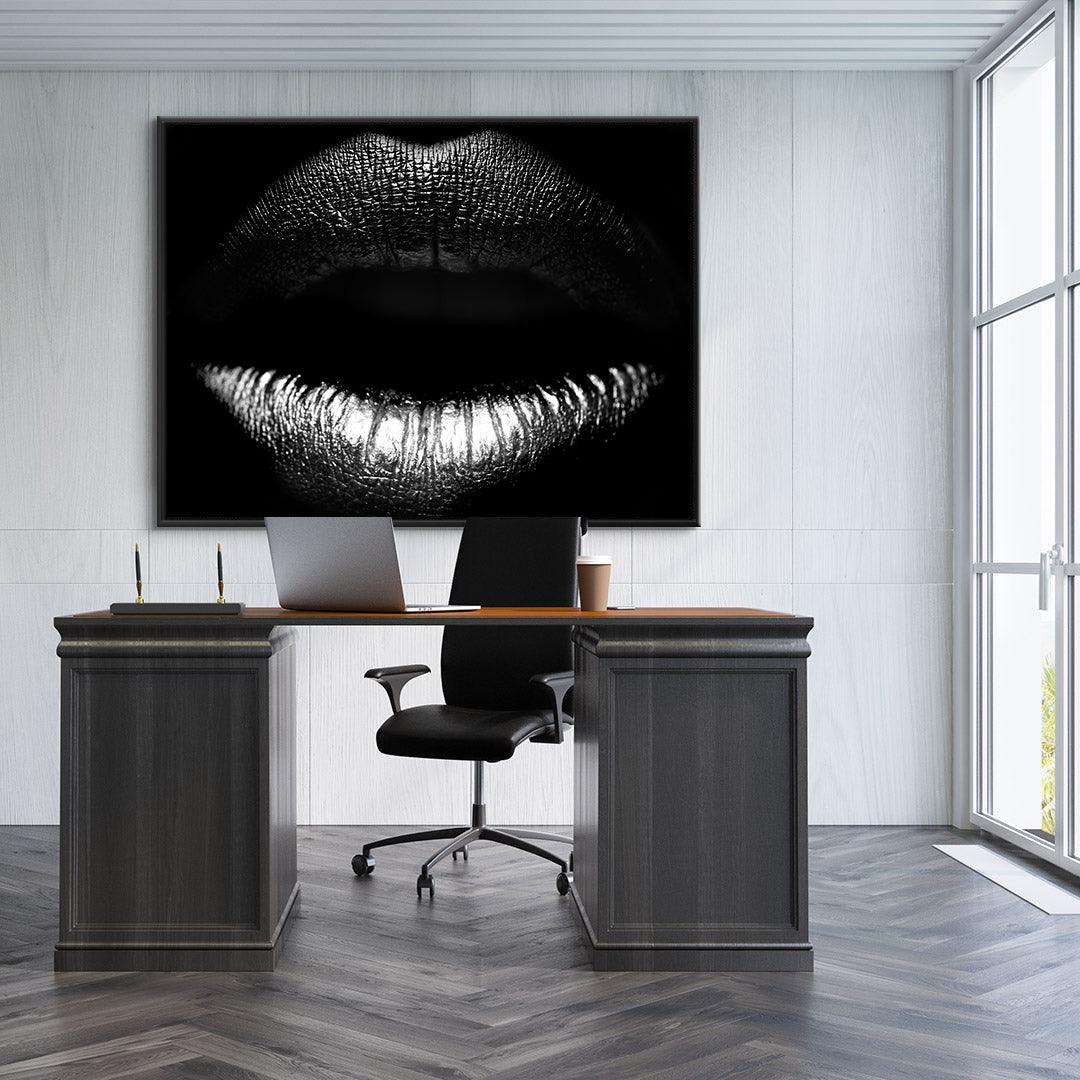 Peinture sur toile – Lèvres noires et blanches