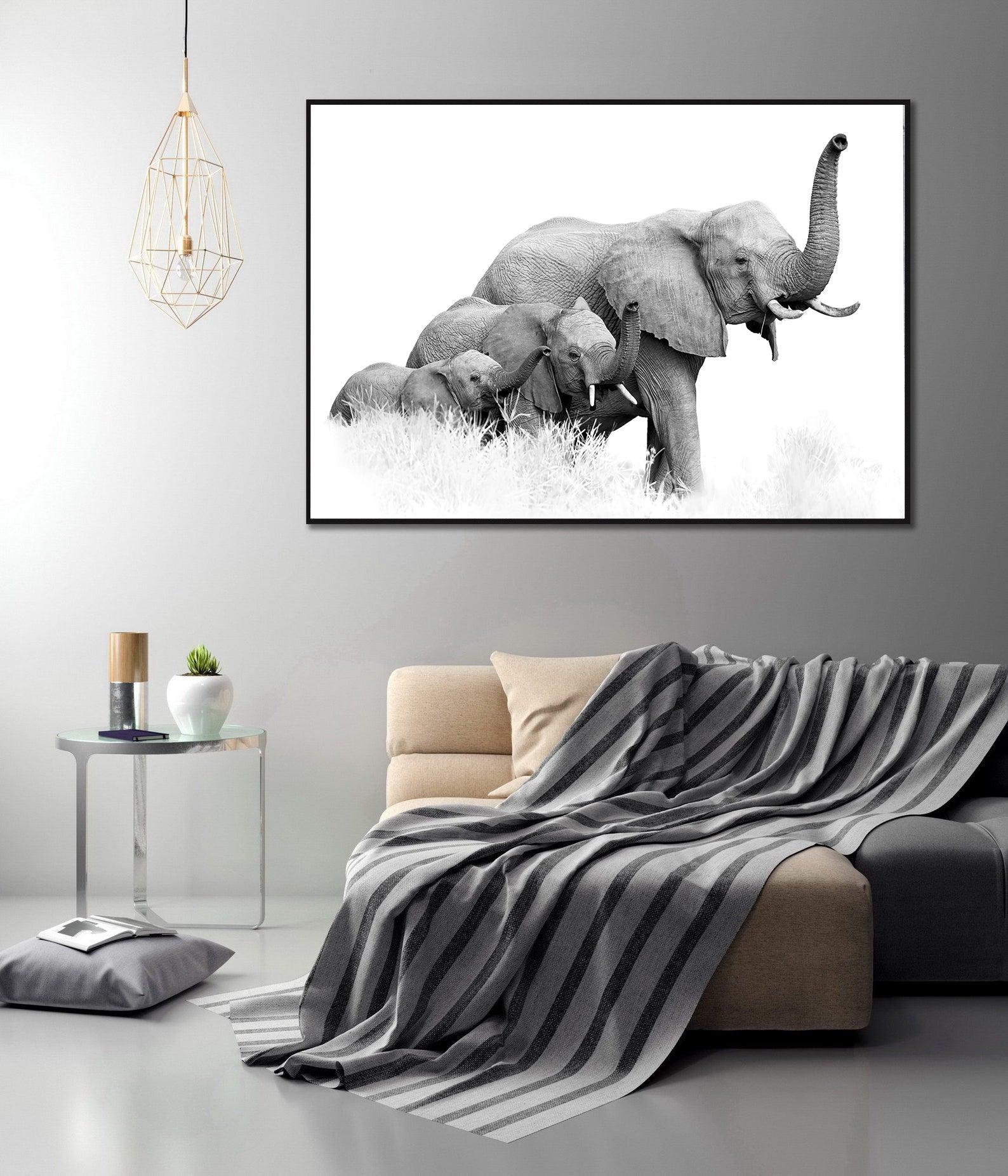 Tablou Canvas - Trei elefanti